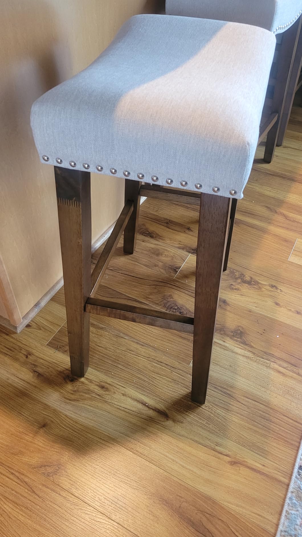 PrimeZone 26 Inch Counter Height Saddle Bar Stools Set of 3, Beige customer photo 1