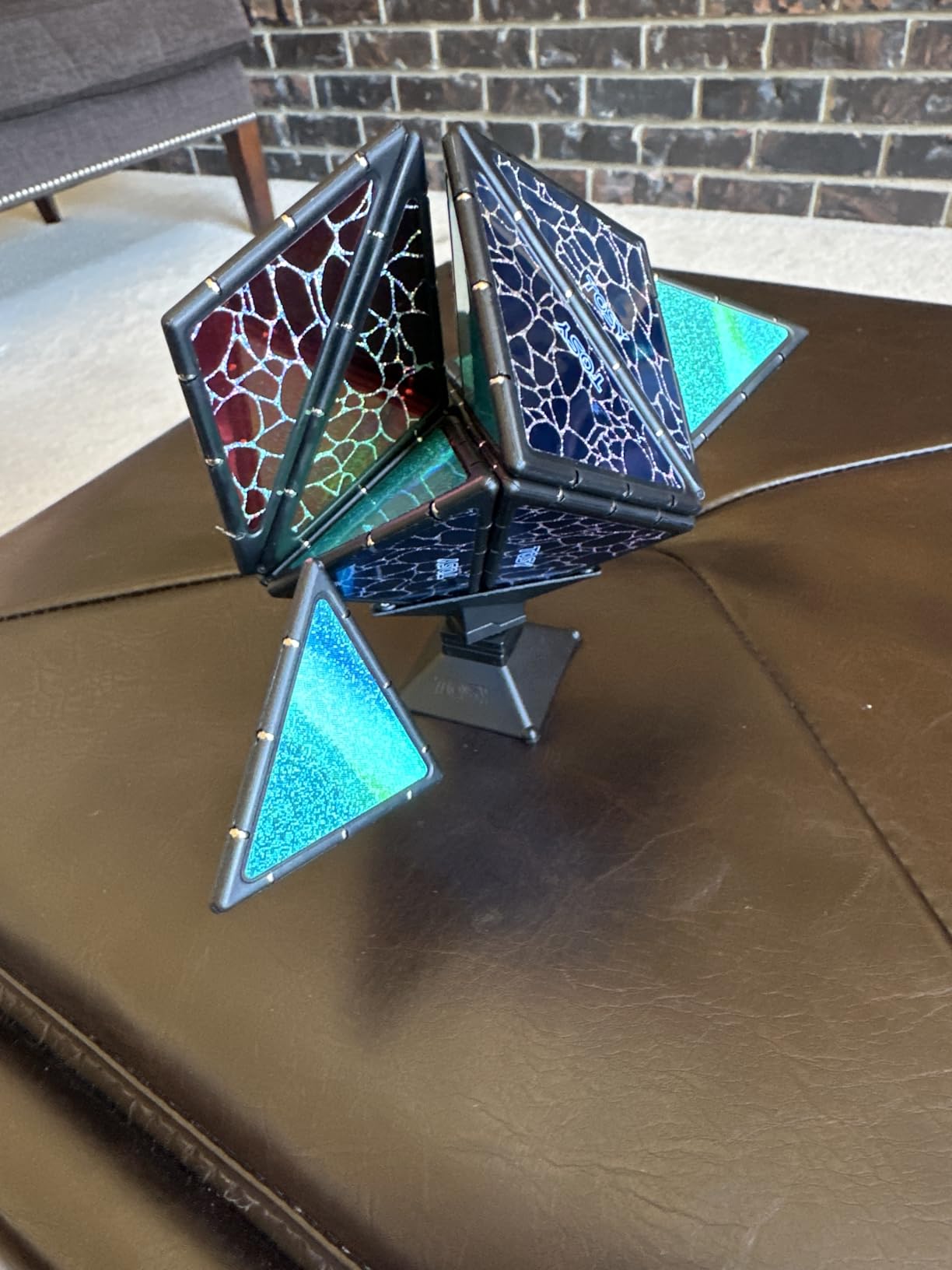 TOSY Magnet Pyramid Glow - 1 Cube Transforms into 1 Billion Shapes, 12 Pieces, 243 Rare Earth Magnets, Glowing, Holographic Design Magnet Tiles Creative Puzzle STEM/STEAM Toy customer photo 1