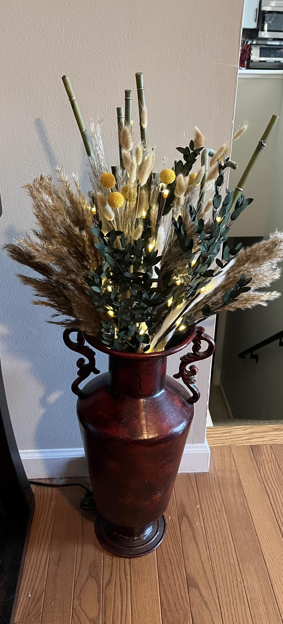 Boho Dried Flowers Bouquet – Olive Green Wall Decor, Pampas Grass Bouquet, Rustic Flower Arrangement, Moody Office & Bedroom Decor, DIY Home Vase Filler, Farmhouse Floral, Boho Wedding Bouquet customer photo 2