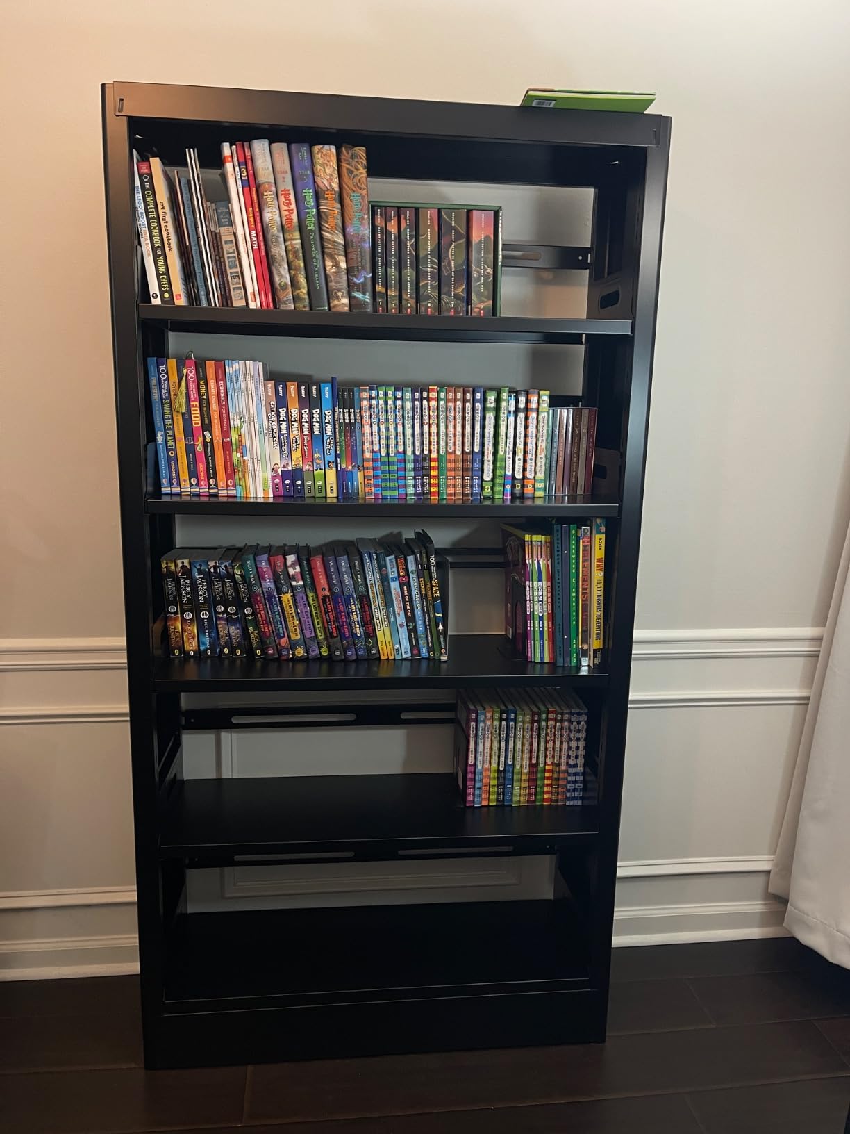 5-Tier Bookcase with Adjustable Storage Shelves, Heavy Duty Bookcase, Metal Bookshelf with Book Stopper, Black Bookcase Shelf for Library, Office, Living Room customer photo 2