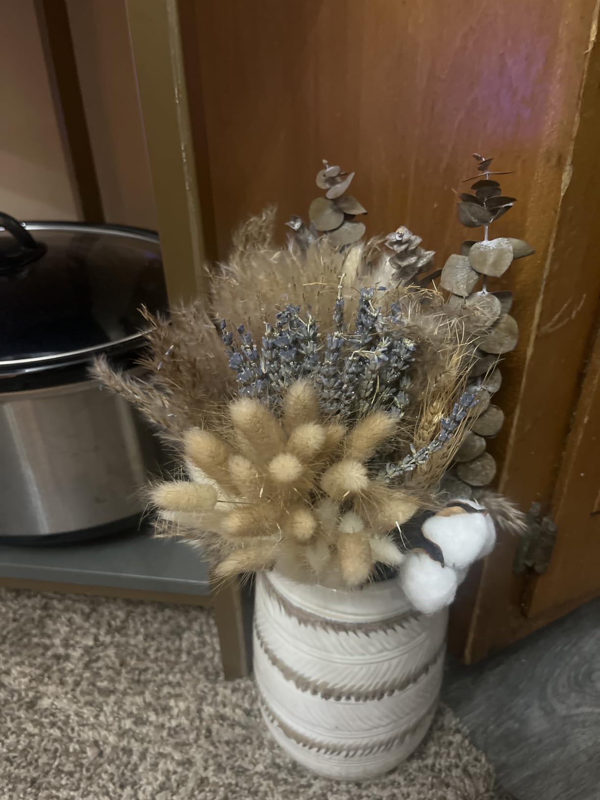 Natural Dried Flower Bouquet - Pampas Grass, Cotton Stems, Bunny Tails, Eucalyptus, Lavender & Wheat - Rustic Boho Decor for Home, Fall Decorations for Home, Wedding, or Gift customer photo 2