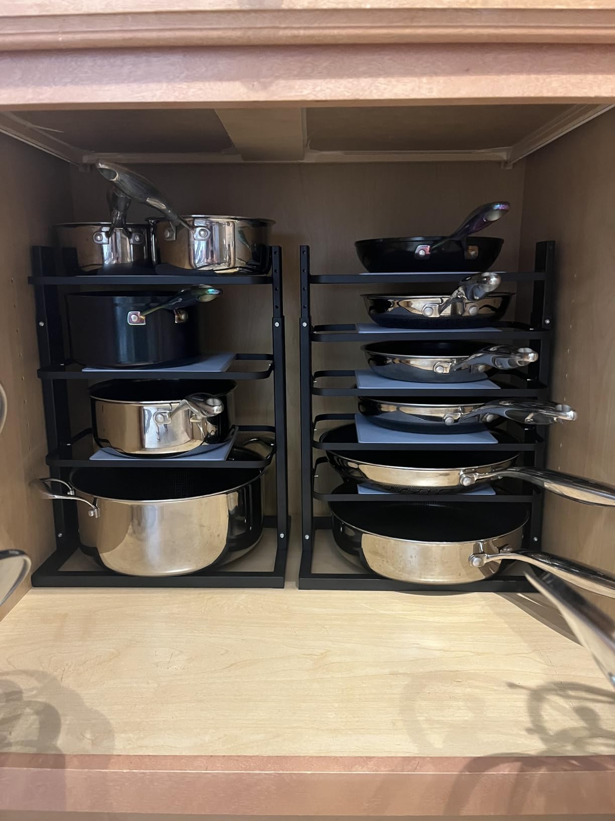 LAMU Pots and Pans Organizer for under Cabinet, 6-Tier Heavy Duty Pan Pot Organizers inside Cabinet Adjustable 14 to 24.57