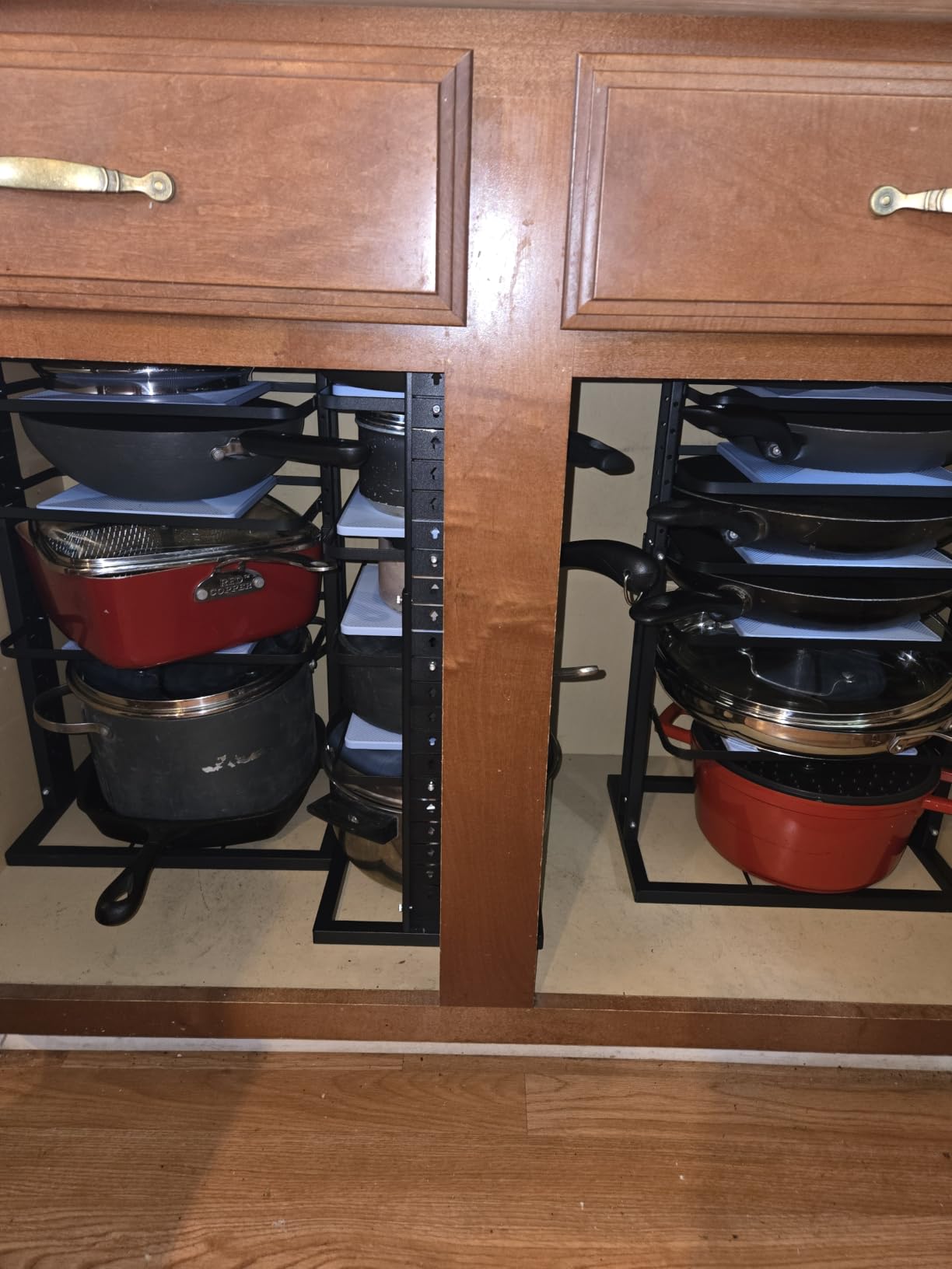LAMU Pots and Pans Organizer for under Cabinet, 6-Tier Heavy Duty Pan Pot Organizers inside Cabinet Adjustable 14 to 24.57