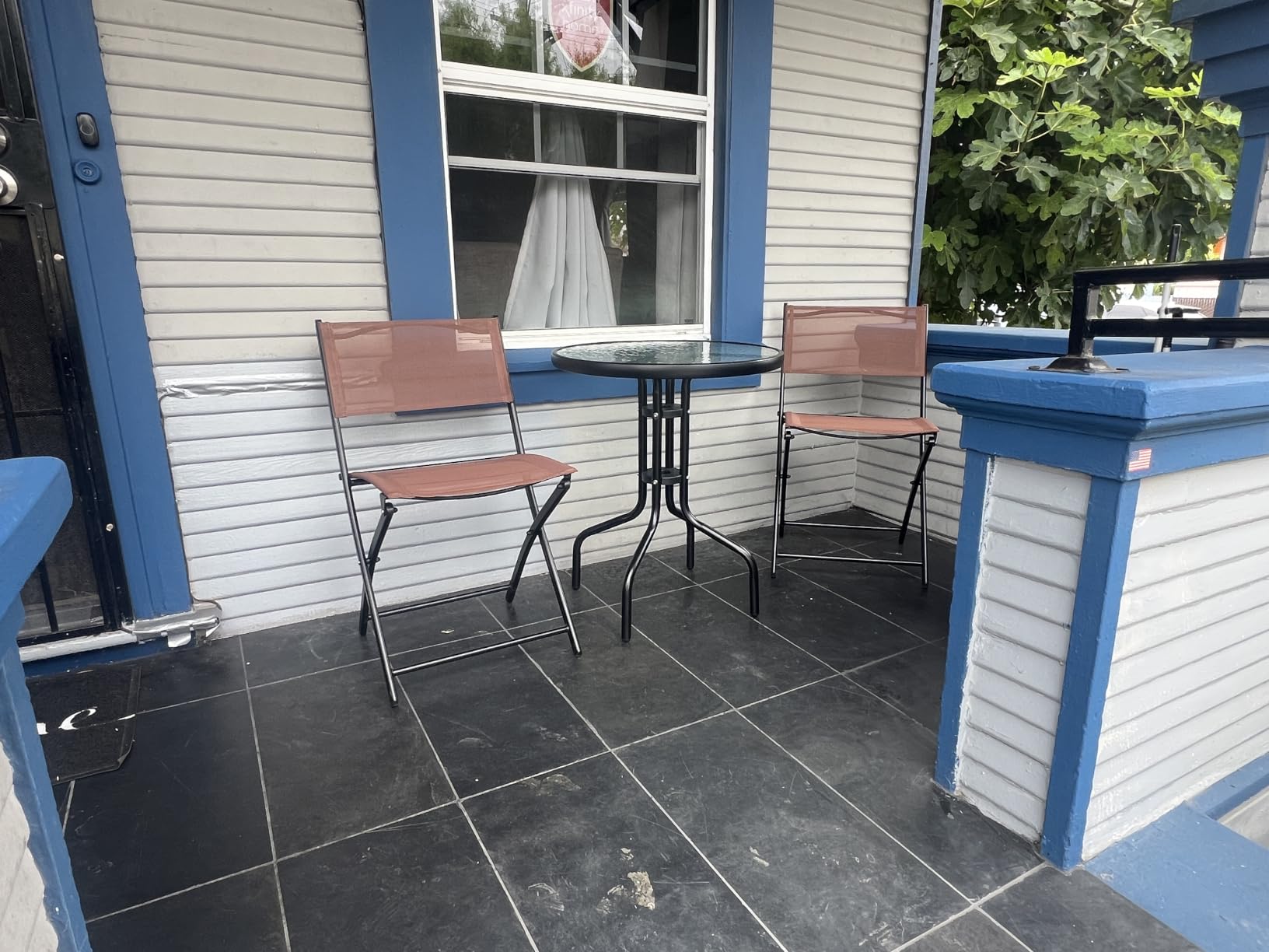 Best Choice Products 3-Piece Patio Bistro Dining Furniture Set w/Textured Glass Tabletop, 2 Steel Folding Chairs, Polyester Fabric - Sage customer photo 1