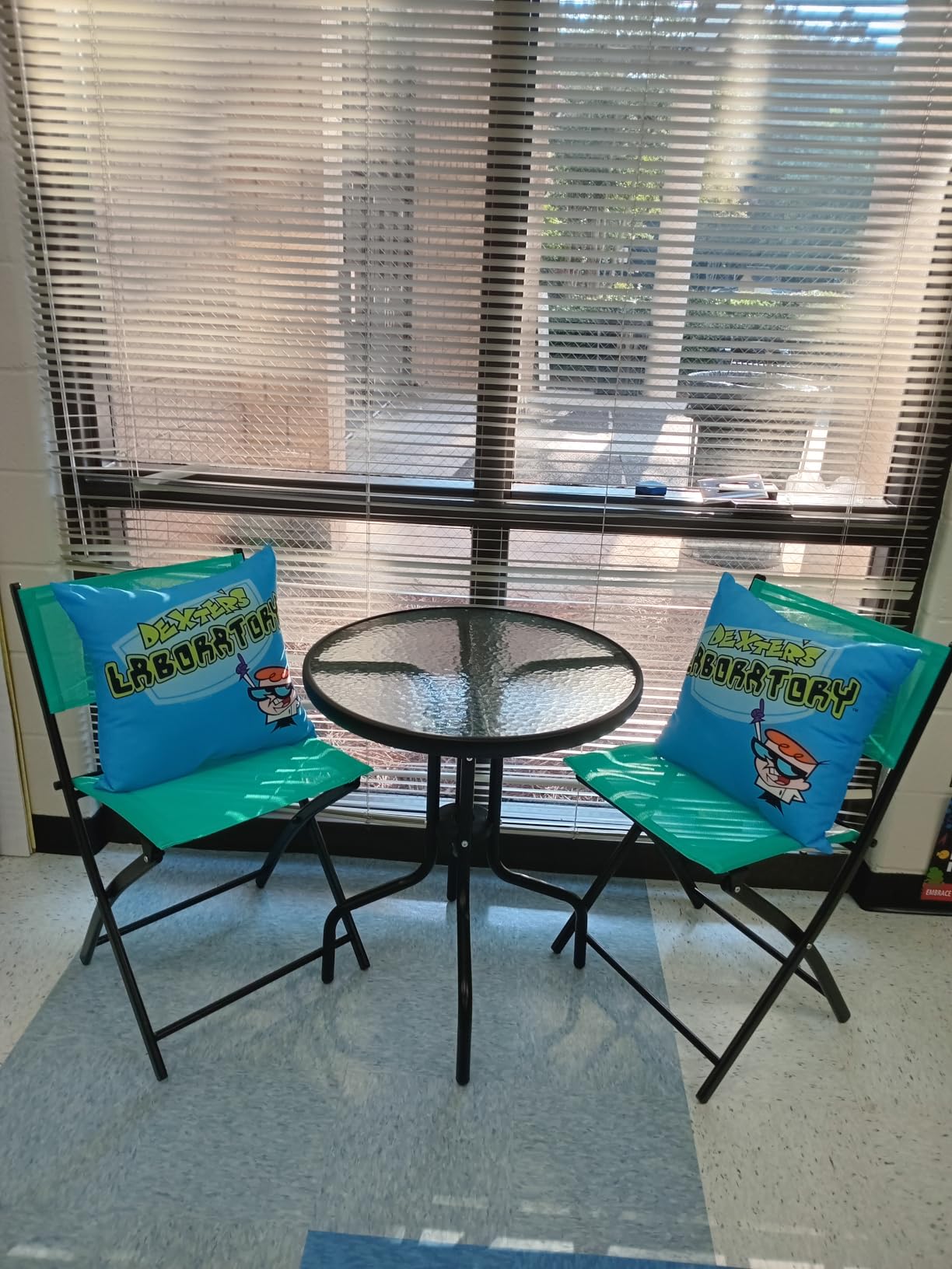 Best Choice Products 3-Piece Patio Bistro Dining Furniture Set w/Textured Glass Tabletop, 2 Steel Folding Chairs, Polyester Fabric - Sage customer photo 2