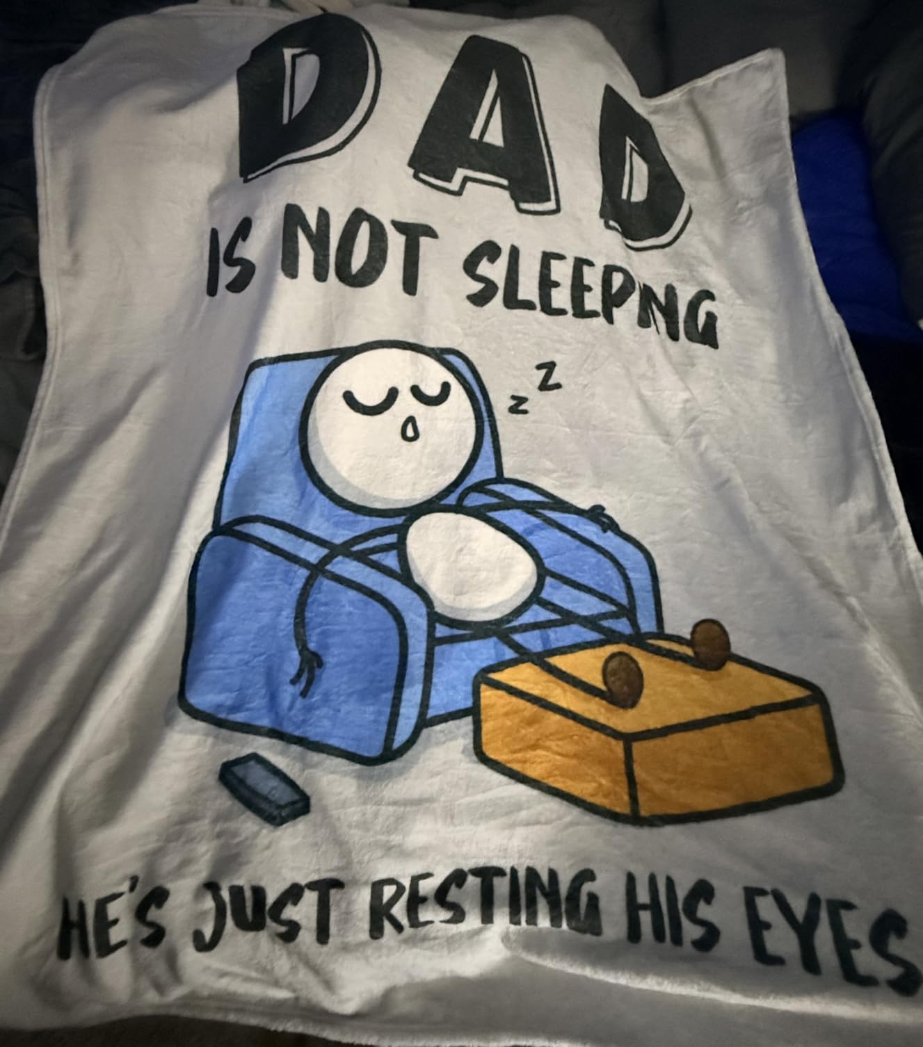 Funny Birthday Gift for Dad Husband, Dad is Not Sleeping Blanket customer photo 2