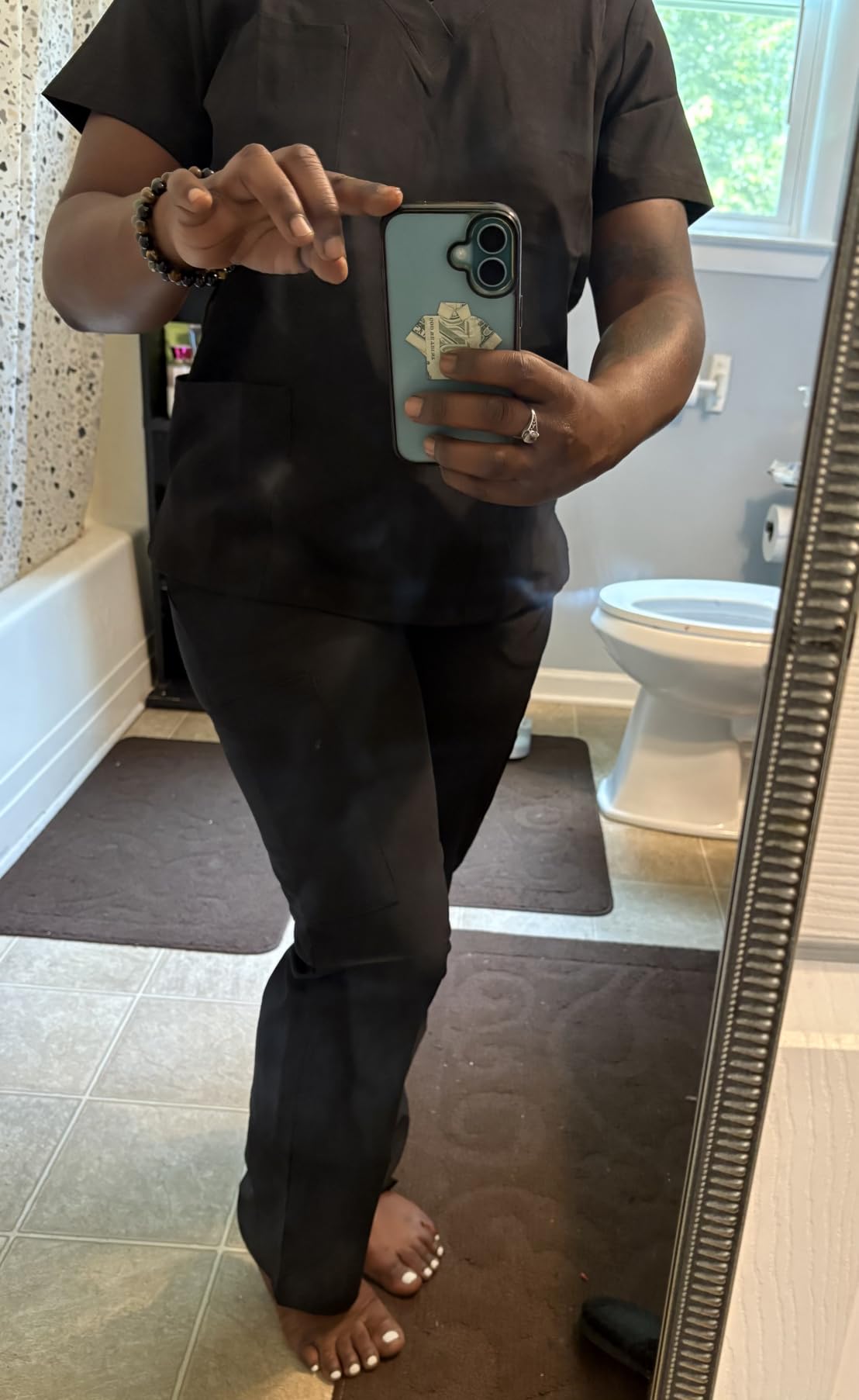 COZYFIT Scrubs for Women Set - V-Neck & Straight Leg Pants with 9 Pockets customer photo 1
