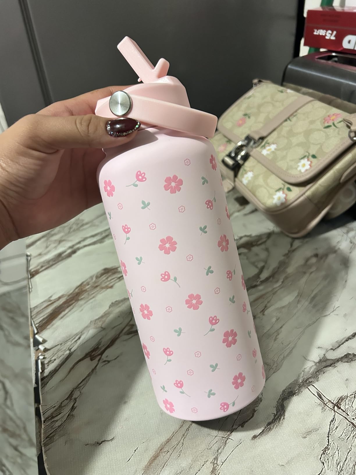 SANDJEST Pickleball Water Bottle 32oz Stainless Steel Insulated Vaccum with Lid, Pickleball Gifts for Pickleball Players, Pickleball Lovers, Women Girls Ladies customer photo 1