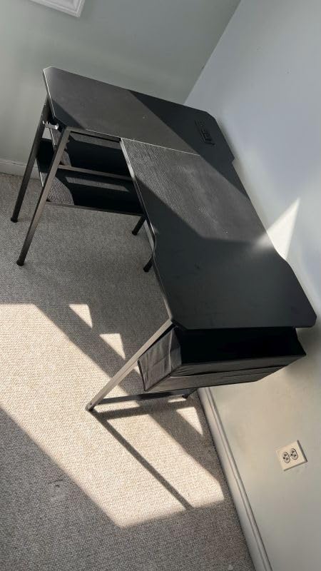 Acrolix L Shaped Gaming Desk 40 Inch - Computer Corner Desk with Power Outlets, Reversible Shelves & Storage Bag for Home Office, PC Gaming Table, Black Carbon customer photo 2