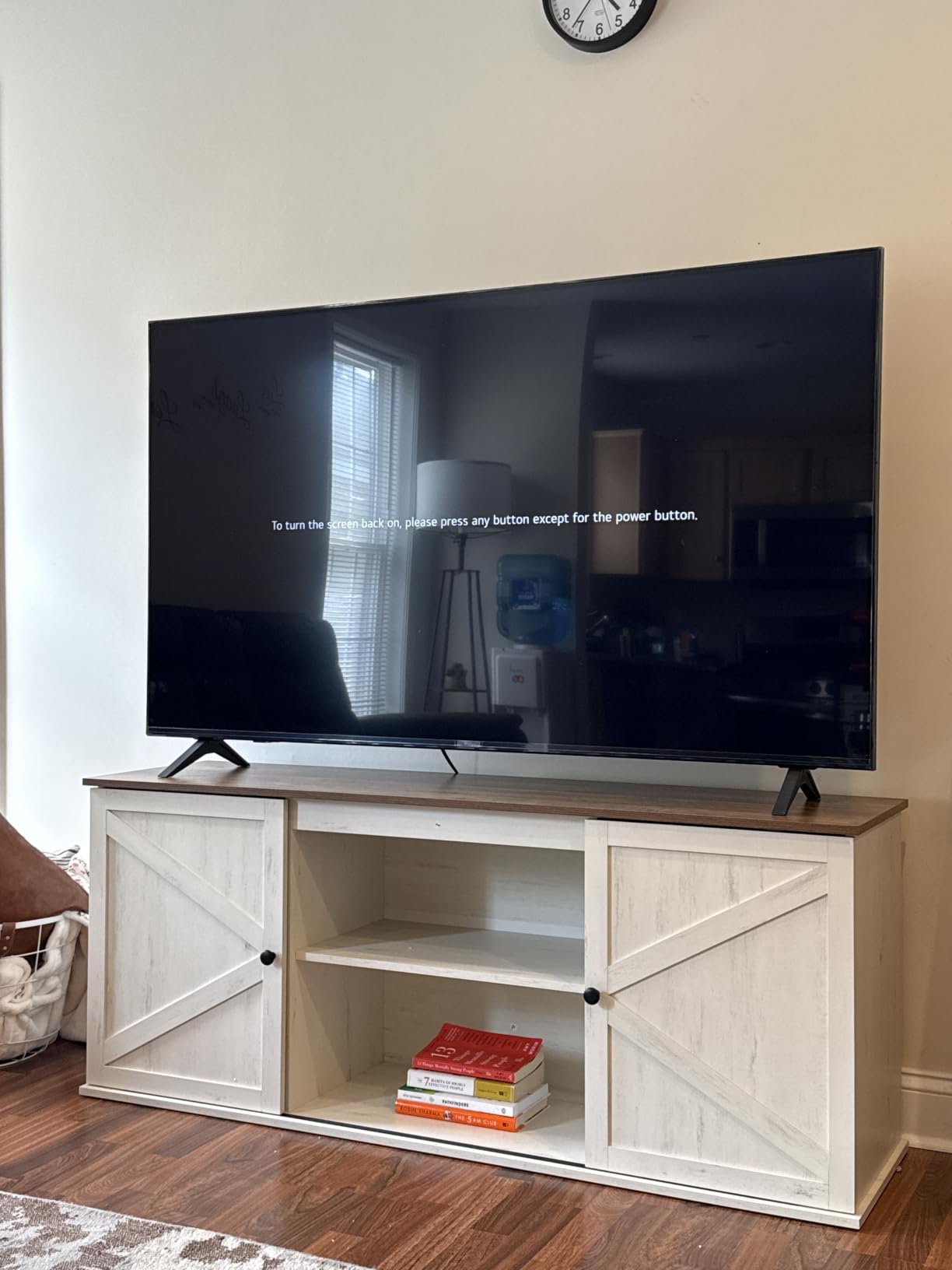 VASAGLE Farmhouse TV Stand for 80'' TV, Media Console, Sliding Barn Doors customer photo 1