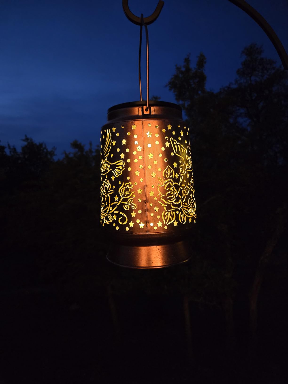 Solar Lanterns Outdoor Waterproof Hummingbird Elegant Garden Decor Birthday Gifts for Women Mom Grandma Sister Metal Hanging Solar Lights Outside Gardening Decorations for Backyard, Patio, Lawn, Porch customer photo 1
