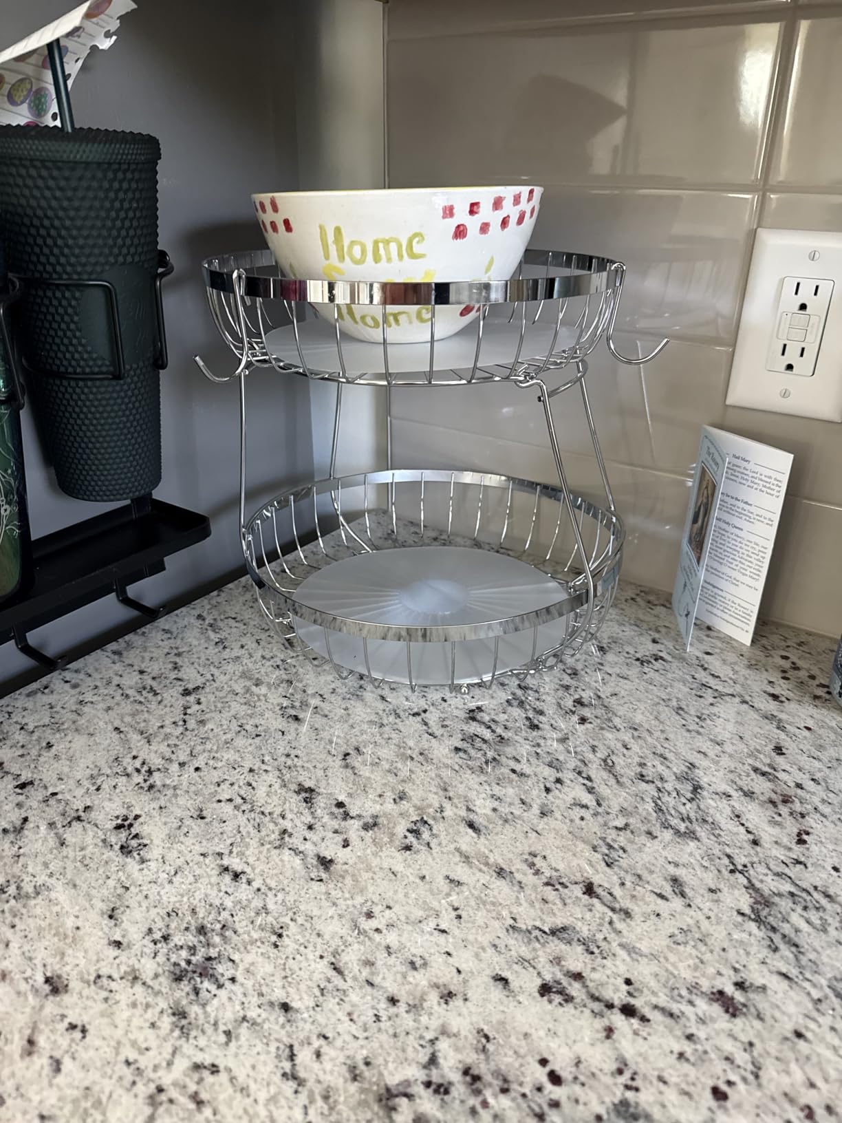 Sevenblue 2 Tier Large Fruit Bowl for Kitchen Counter with 2 Banana Hangers customer photo 1