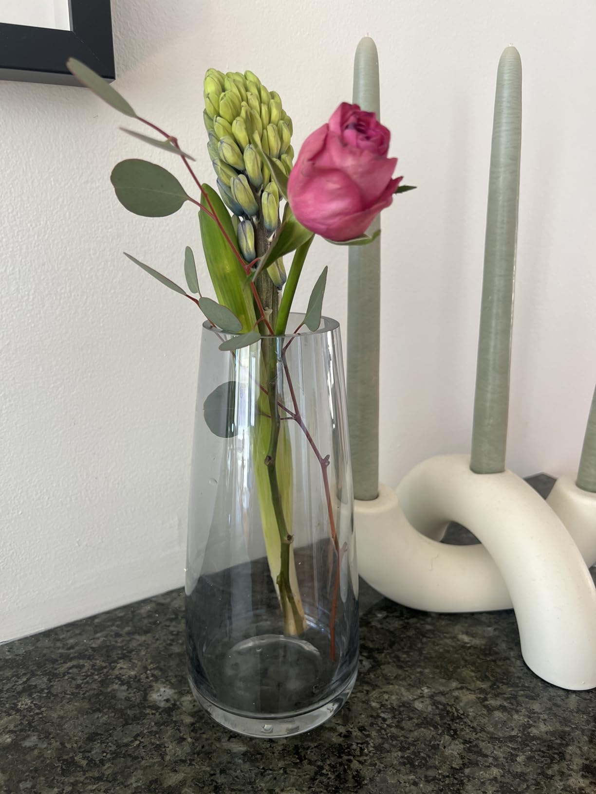 FANTESTICRYAN Modern Glass Vase, 8.7''H Decor Flower Vases, Crystal Clear customer photo 1