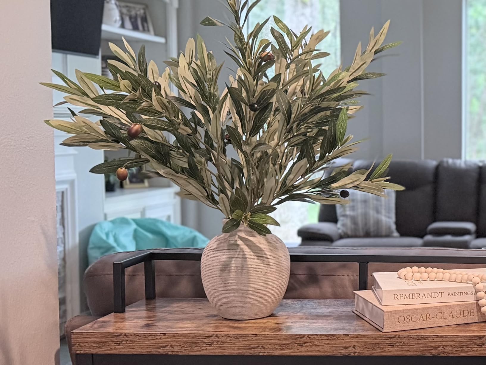 Vanselia Ceramic Flower Vase Home Decor - Farmhouse Table Vases Rustic Vintage Living Room Kitchen Bedroom Decorations for House Book Shelf Office Coffee Desk Dining Fireplace (7.4