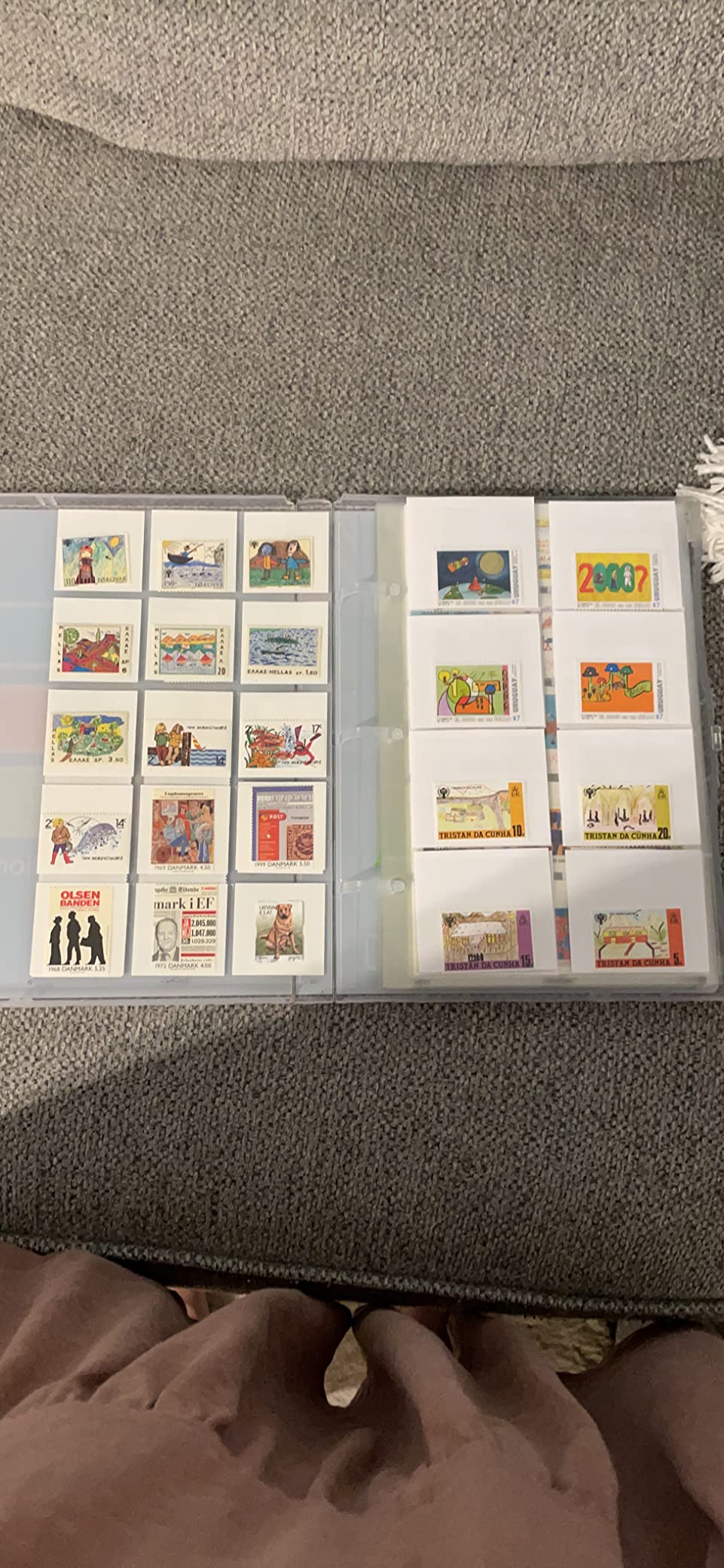Stamp Collection Album Binder with 10 Archival Safe Pages - Compact 3-Ring Postage Stamp Storage Case with Snap Lock, Holds 150-300 Stamps - Includes 150 Mounting Squares, 1.25