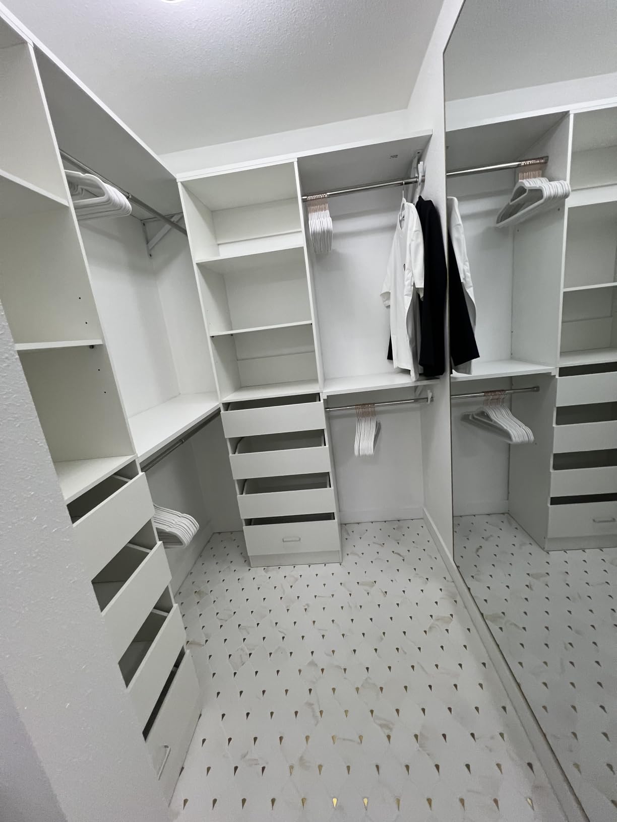 Aheaplus Closet System, 6-15Ft Closet Organizer with 8 Wooden Drawers,White customer photo 1