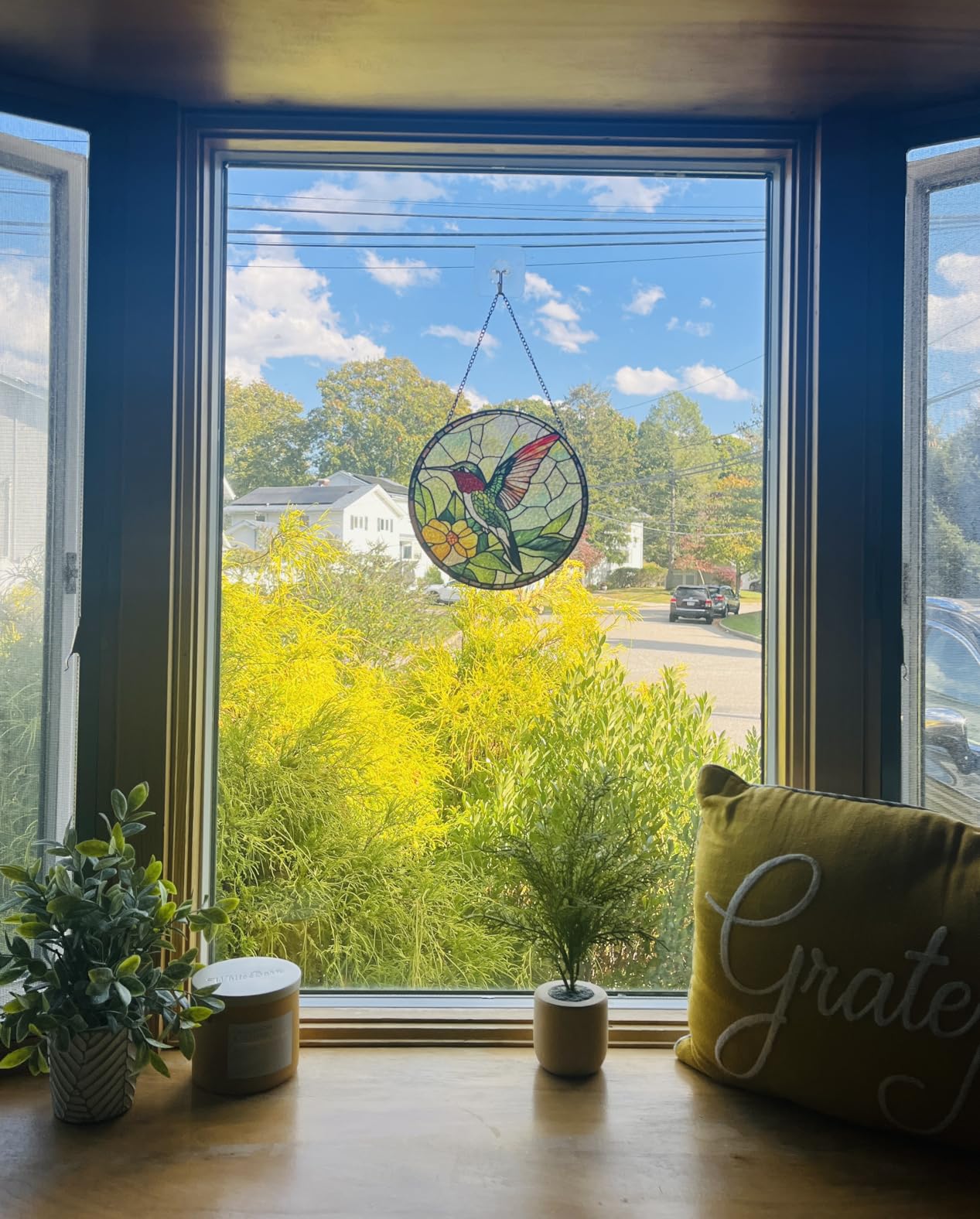 Stained Glass Window Hanging 3 Horses Suncatcher Gifts for Women 6.3