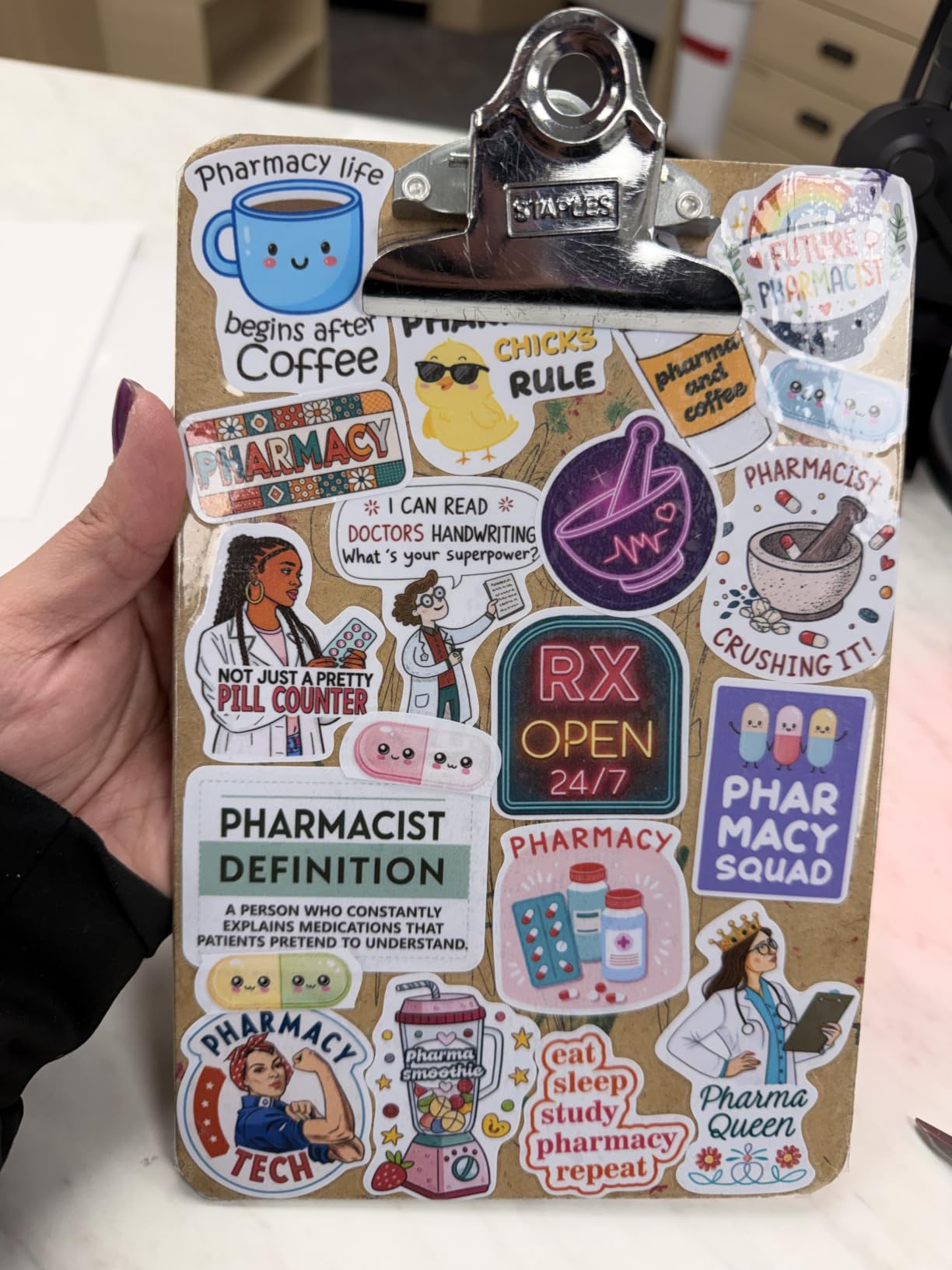 100Pcs Pharmacist Stickers Funny, Pharmacy Technician Stickers for Water Bottle, Laptop - Pharmacist Gifts, Pharmacy Stickers - Gift for Women & Men customer photo 2