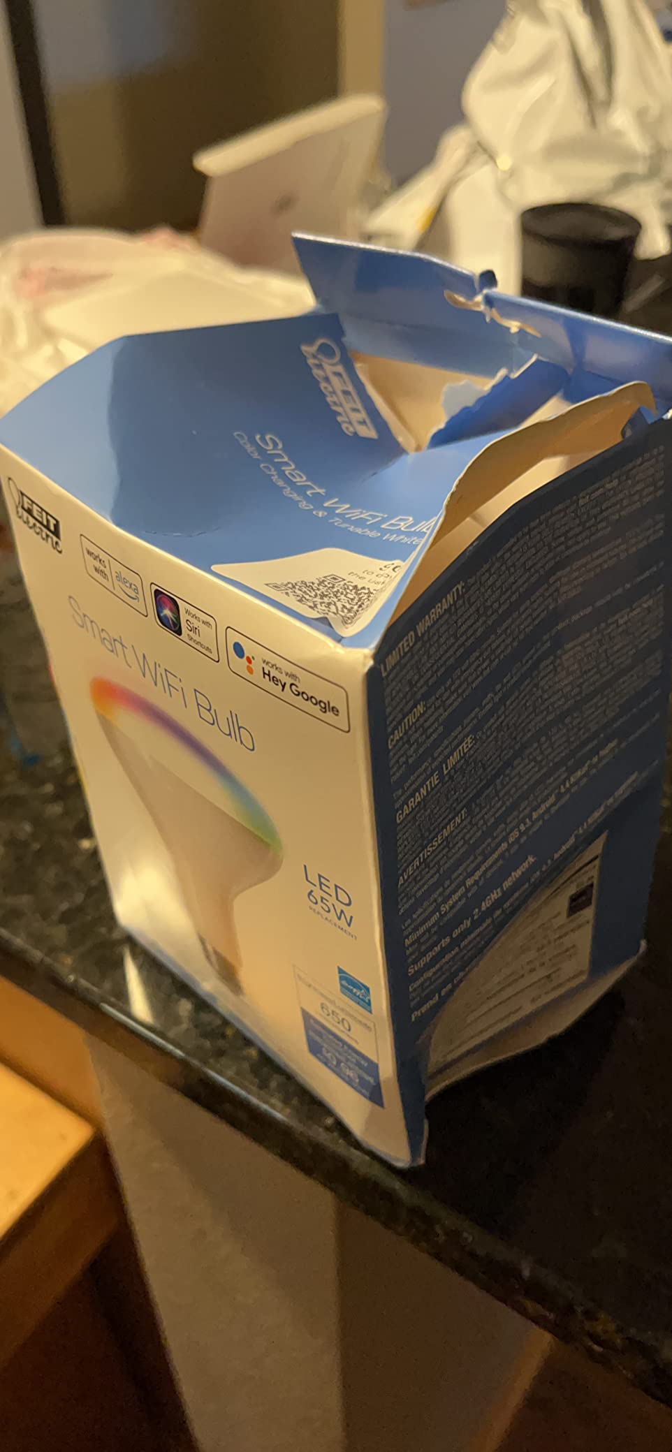 Feit Electric BR30 Smart Flood Light Bulb - Color Changing, 65W Eq - 6 Pack customer photo 2