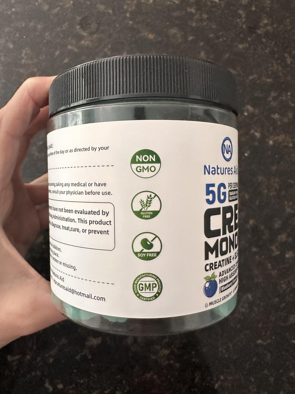 Natures Aid NSF Certified Creatine Gummy 5g - Creatine Monohydrate Gummies – Pre-Workout Energy & Muscle Growth Support for Men & Women | Blueberry Electrolyte Gummies (135 Count) customer photo 1