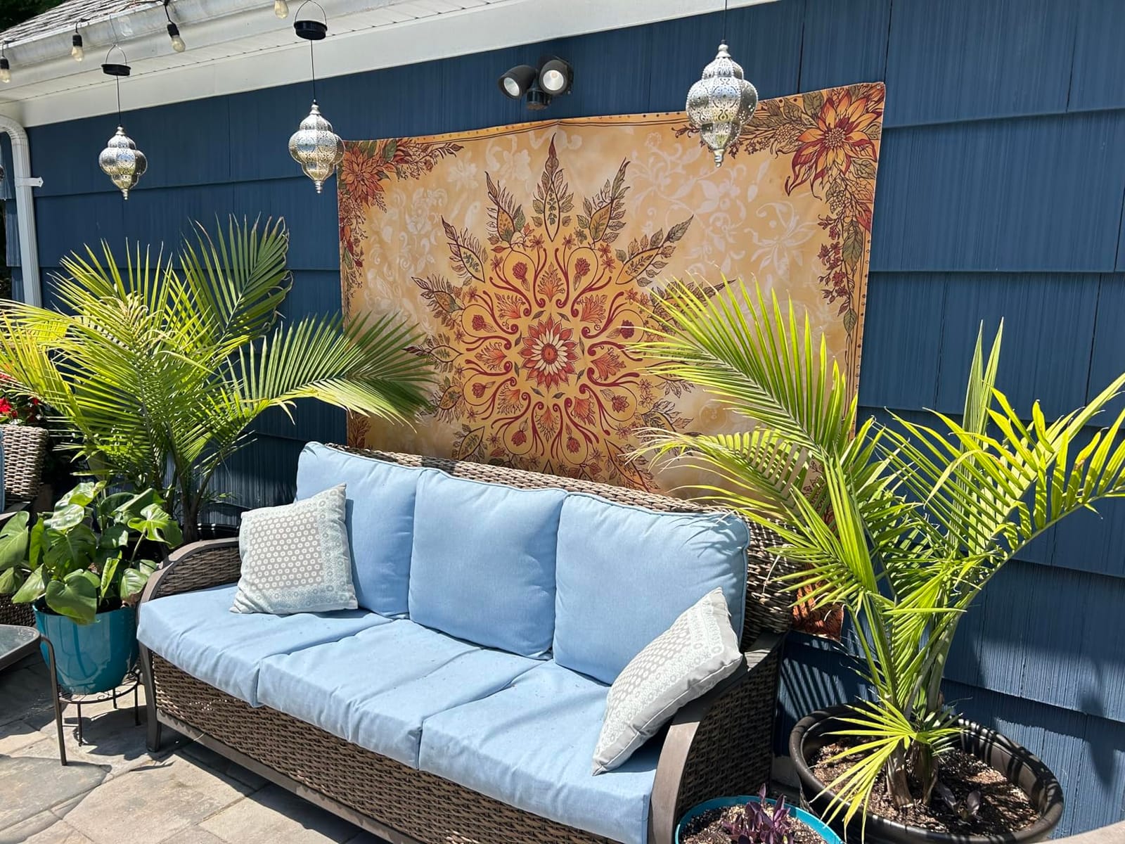 Accnicc Boho Mandala Floral Tapestry Vintage Bohemian Indian Tapestries for Bedroom Aesthetic Retro Orange Yellow Flower Small Tapestry Wall Hanging for Dorm Living Room Decor 48 x 36 Inch customer photo 1
