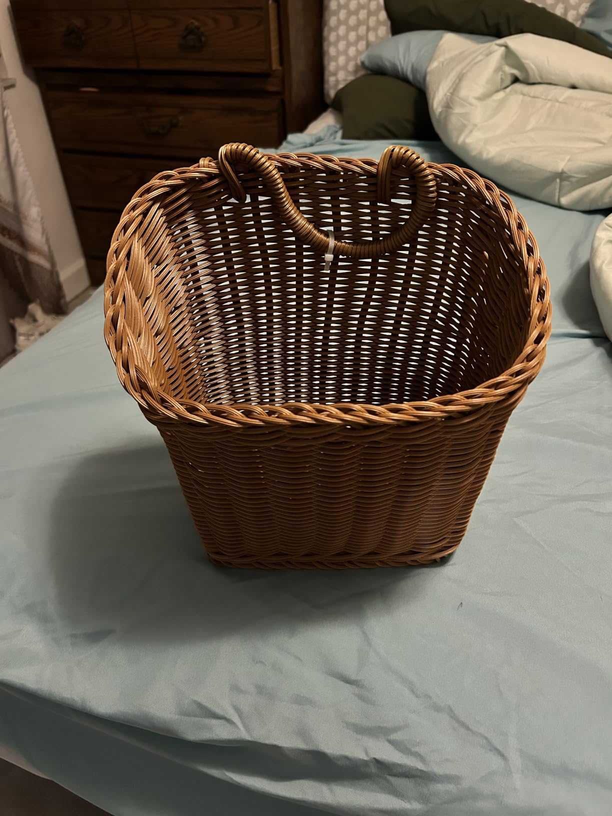 Woven Hanging Wicker Basket for Door, Handmade Rattan Hanging Wall Baskets for Garden Farmhouse Home (Brown) customer photo 2