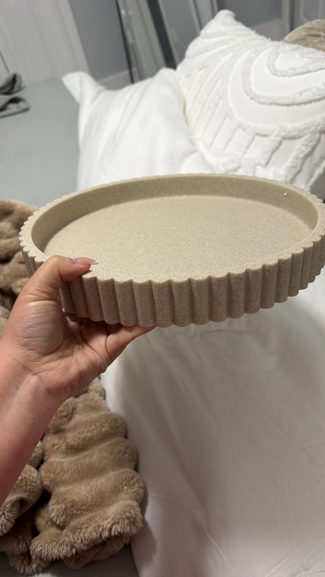 OAKOA Round Decorative Tray Coffee Table Tray - Resin Circle Tray Decor customer photo 2