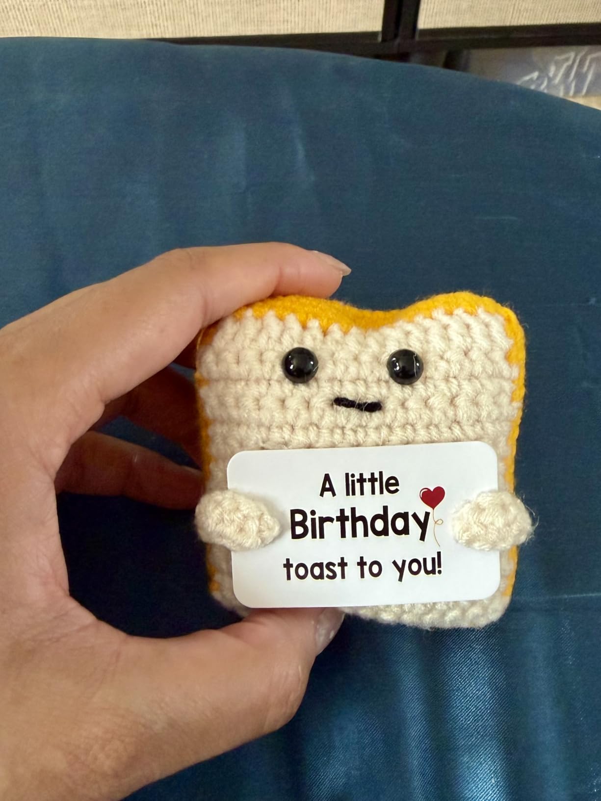 A little Birthday Toast to you - Funny Happy Birthday Gifts for Women, Men, Mom, Dad, Sister, Best Friend - Unique Birthday Decorations Crochet Toast Gift Card for Her Him Coworker Gifts Ideas customer photo 1