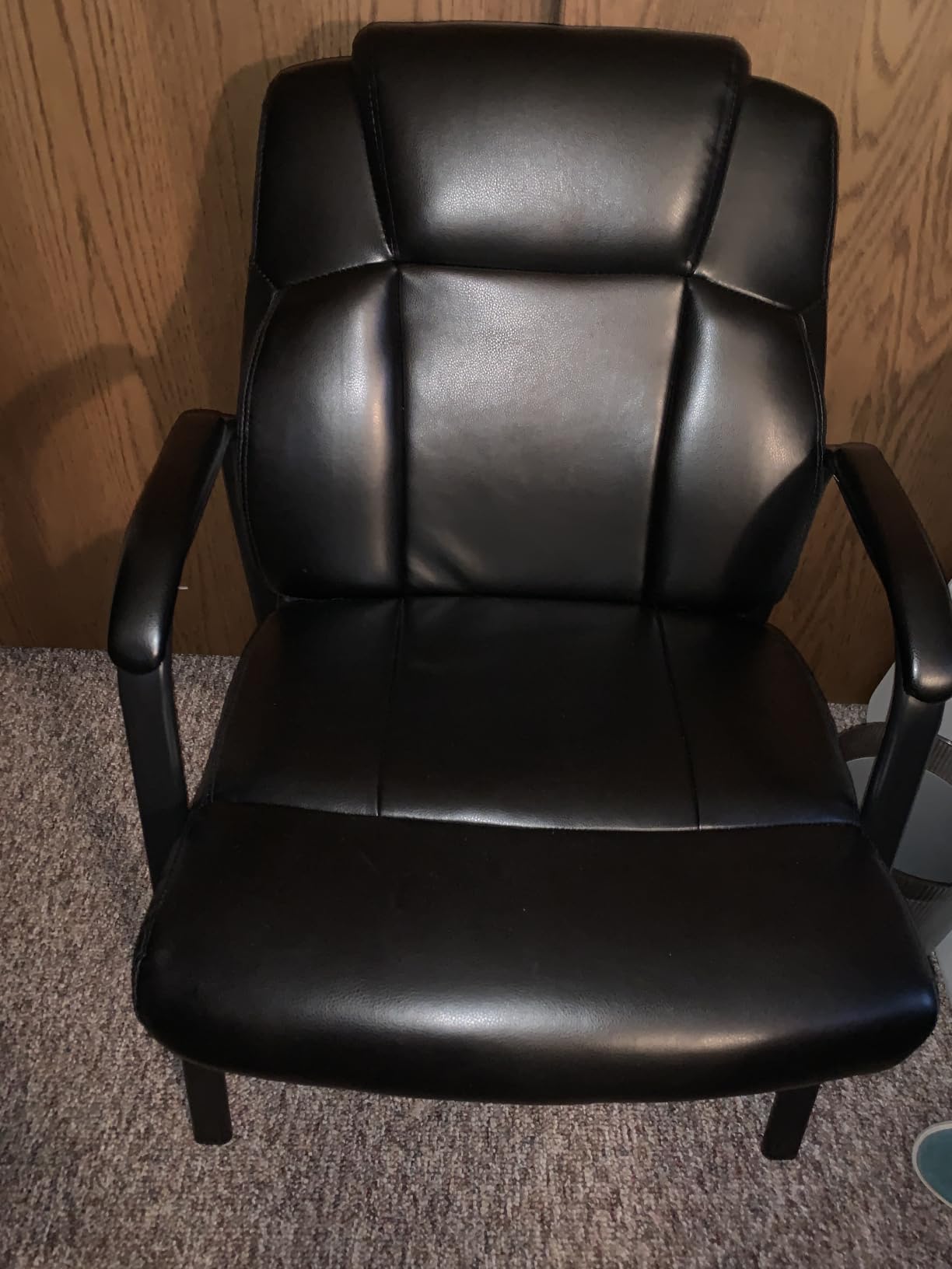 CLATINA Big and Tall Office Chair 500lbs Leather Reception Chair with Bonded Padded Armrest Wide Seat Desk Chair No Wheels for Reception Conference Waiting Room Side Office Home, Brown customer photo 1
