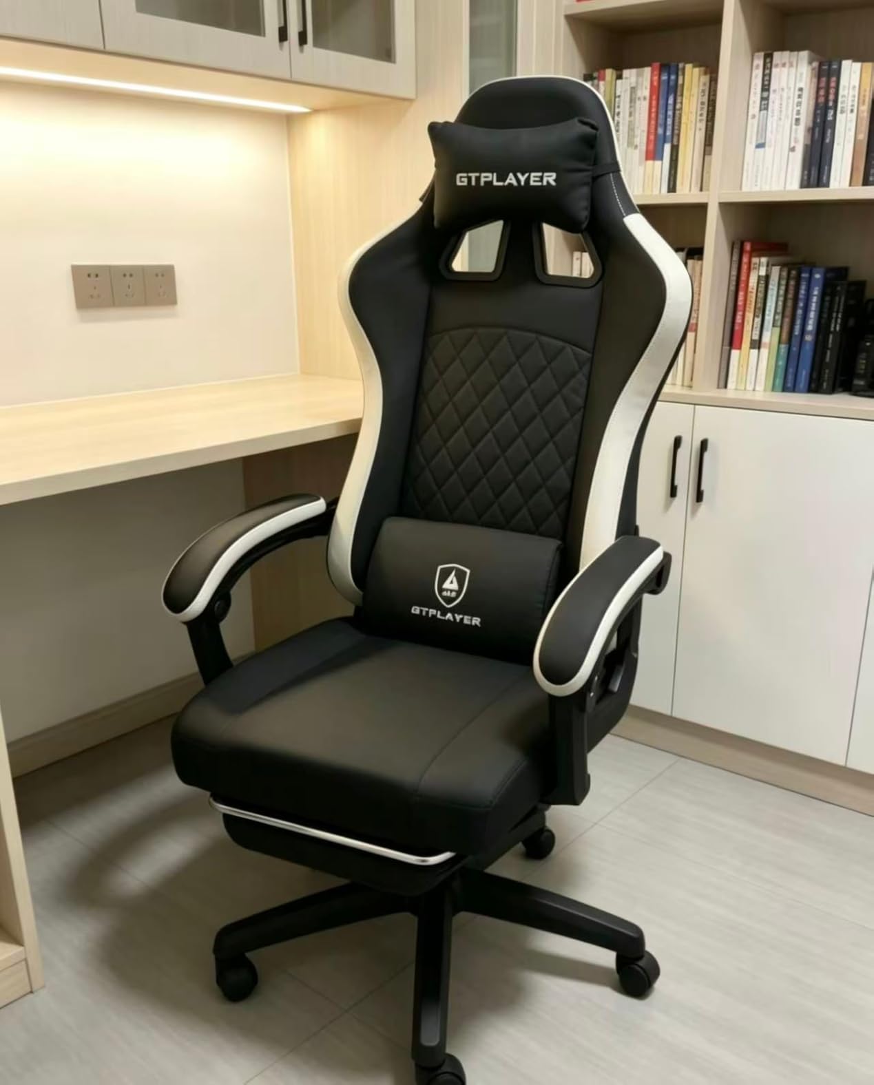GTPLAYER Gaming Chair, Computer Office Chair with Pocket Spring Cushion, Linkage Armrests and Footrest, High Back Ergonomic Computer Chair with Lumbar Support Task Chair with Footrest(Black) customer photo 2