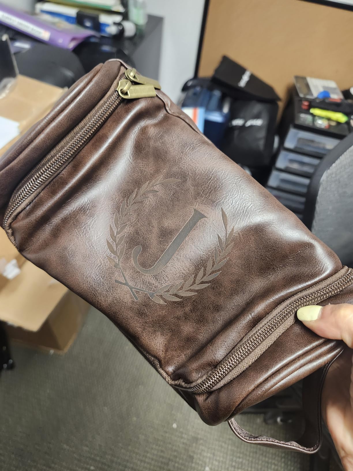 Personalized Gifts PU Leather Travel Toiletry Bag for Men Him customer photo 1
