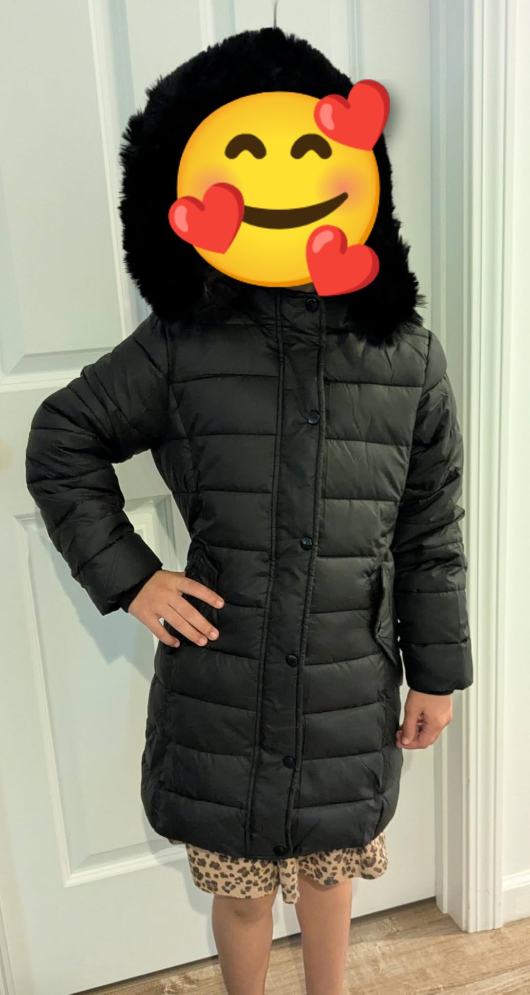 Girls Long Puffer Winter Coat Kid's Removable Hood Parka Jacket customer photo 1