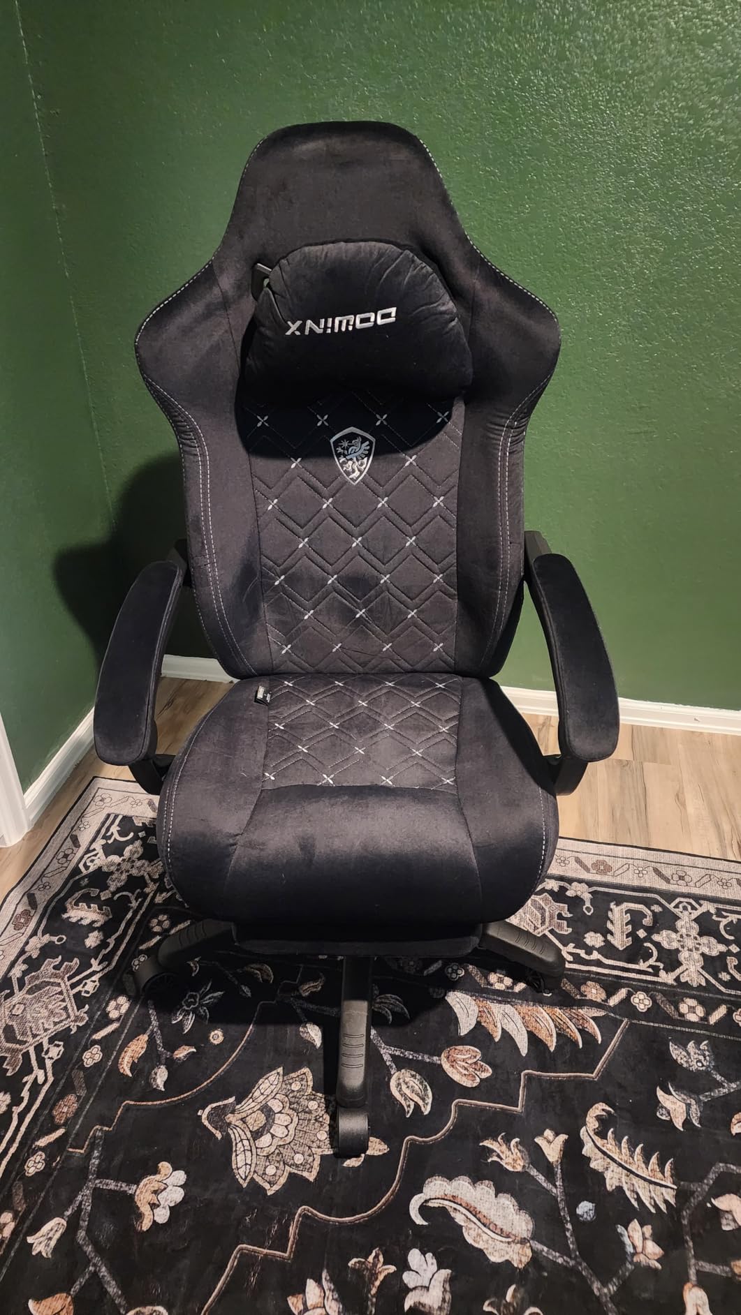 Dowinx Gaming Chair with Heated Massage Lumbar Support,Big and Tall Fabric Gaming Chairs for Adults with Footrest, Ergonomic Computer Game Chair with Poket Spring Cushions, 350lbs, Black customer photo 2