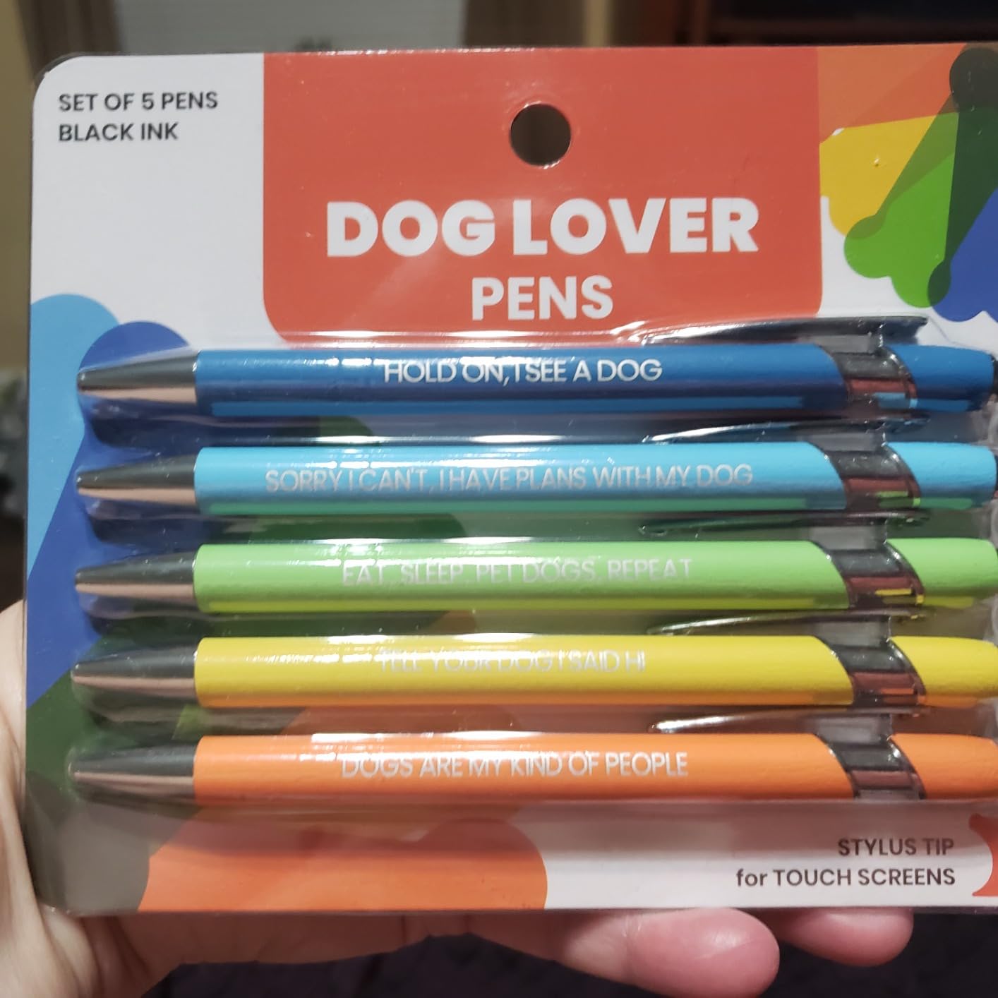 rubyloo Funny Dog Dad Gift Pen Set, 5 Black Ink Ballpoint Pens, Stylus Tip customer photo 2
