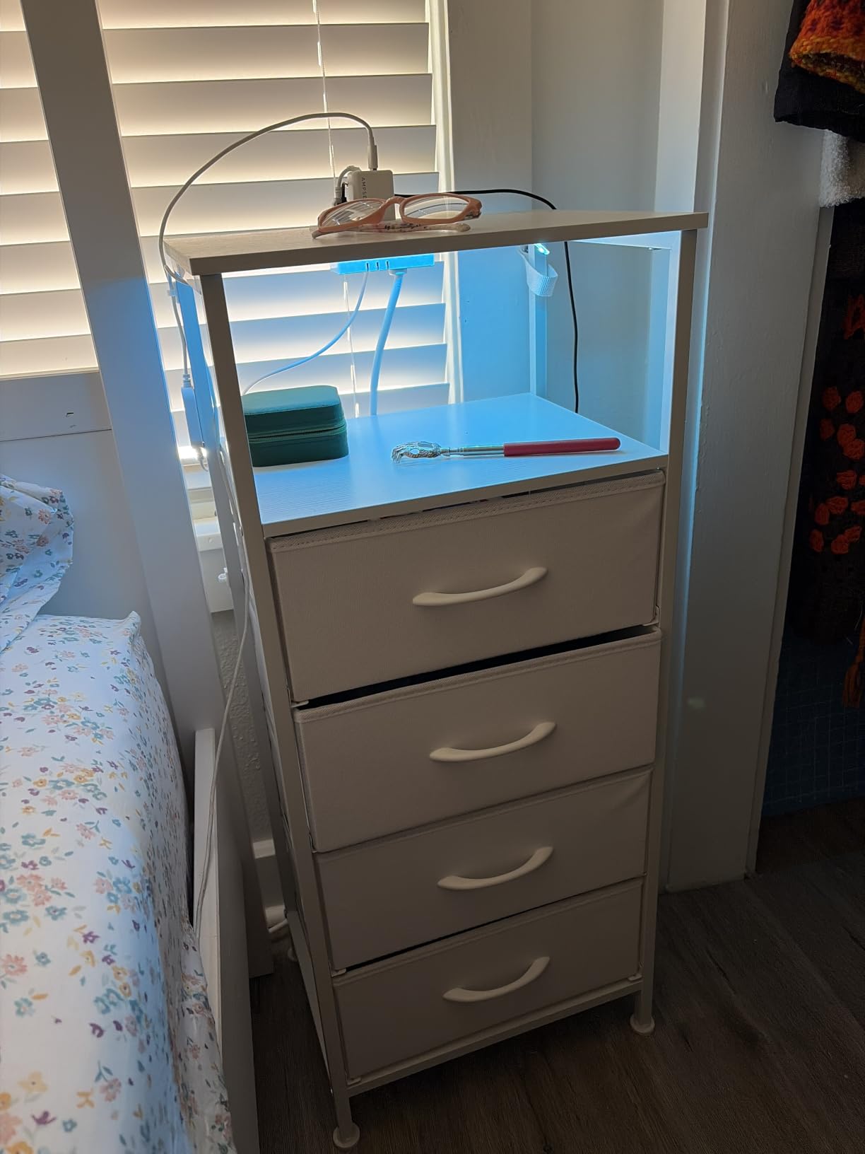 SONGMICS Nightstand with Charging Station, 2 Fabric Drawers customer photo 2