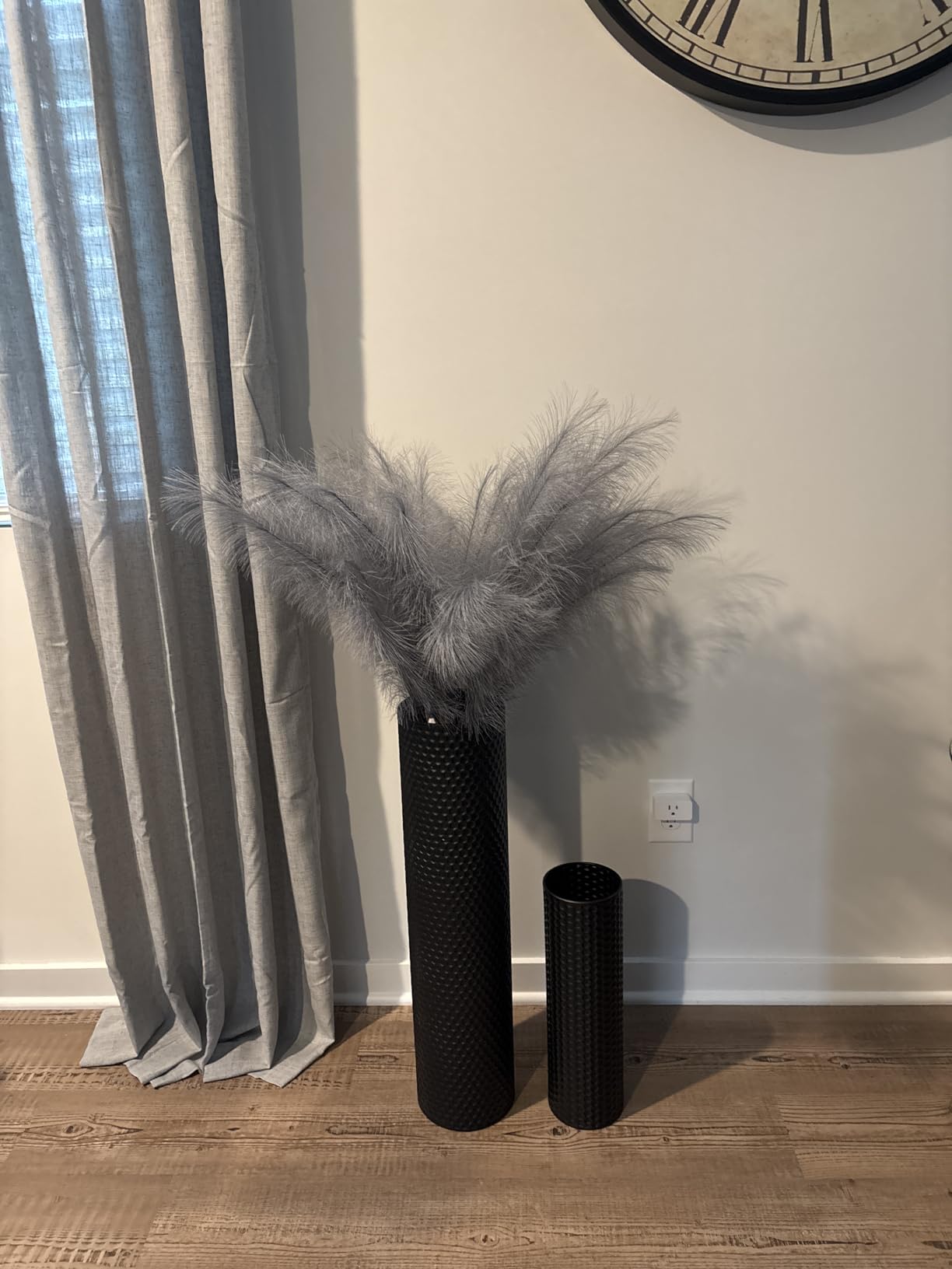 Black Tall Floor Vase - Set of 3 Large Metal Decorative Vases customer photo 2