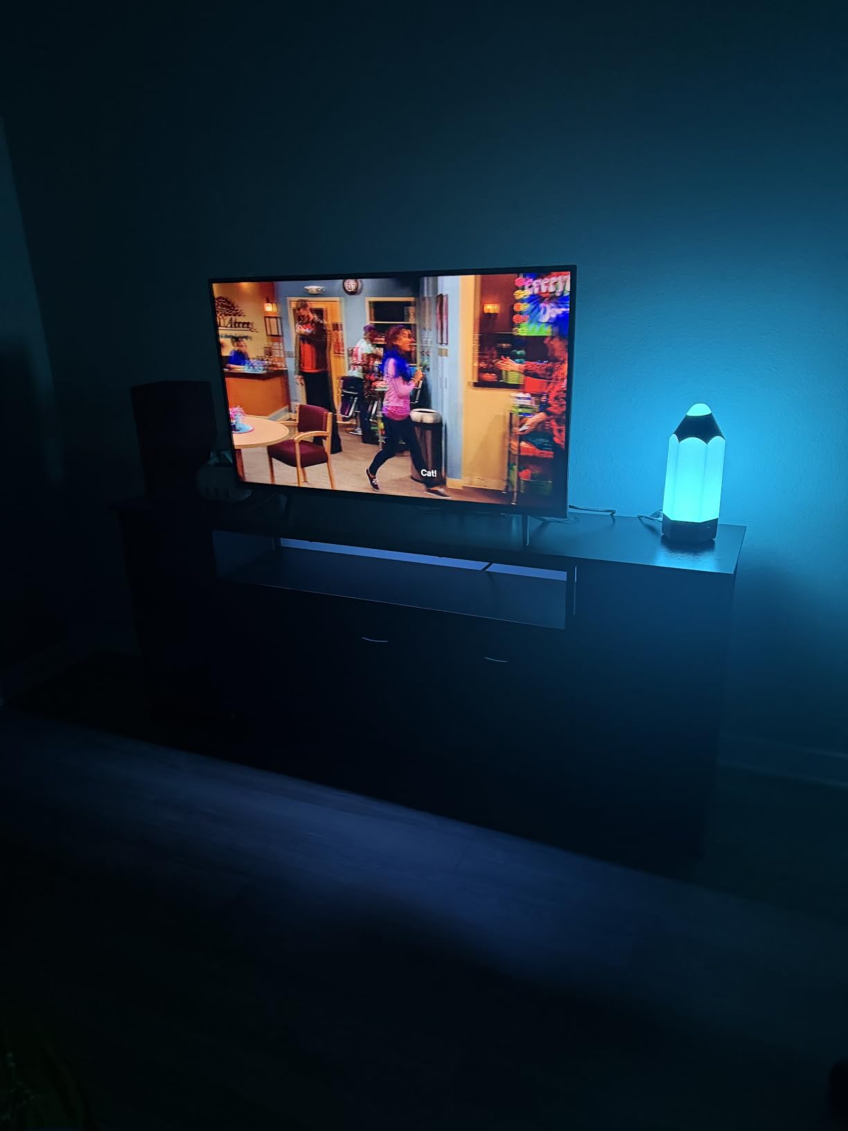 Huuger 70 Inch TV Stand for 75, 80 Inch TV, 11 Drawer Long Dresser with Power Outlets and LED Lights, Entertainment Center with Storage, Black Dresser with PU Leather Surface customer photo 1