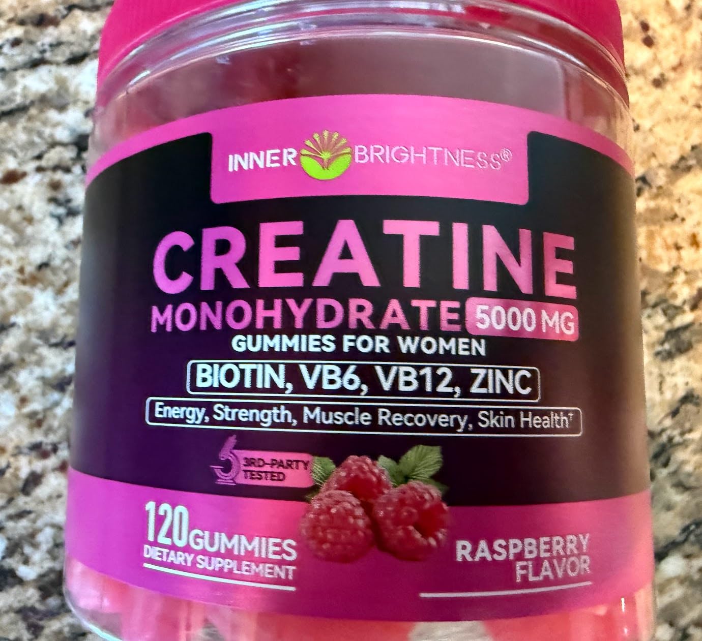 Inner Brightness Creatine Monohydrate Gummies for Men & Women 5000 mg, 3rd Party Tested, Creatine Chews for Muscle Growth, Strength & Energy Support, Sugar Free, Vegan, 120 Count customer photo 2