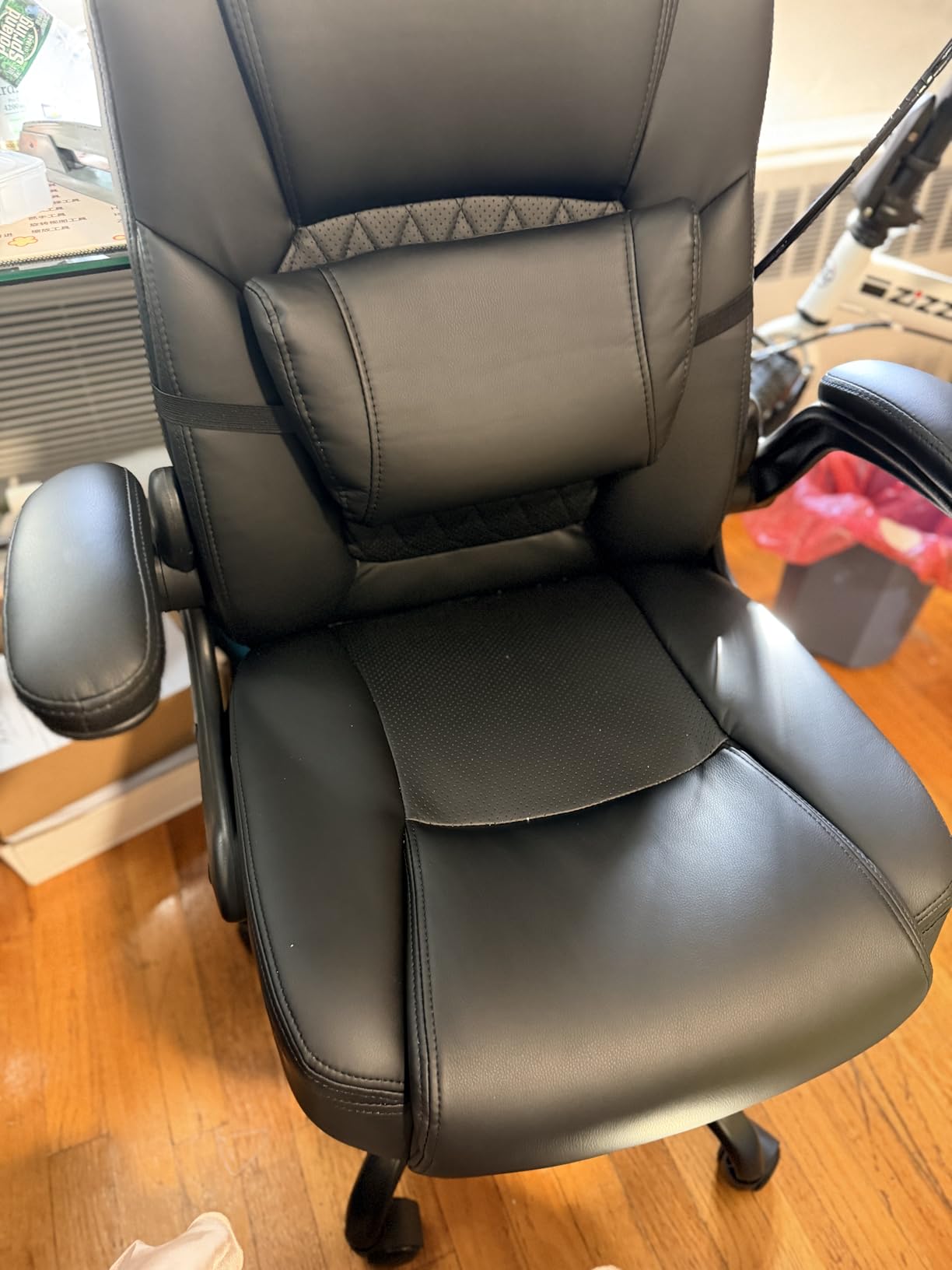 Home Leather Office Chair with Lumbar Support, 5