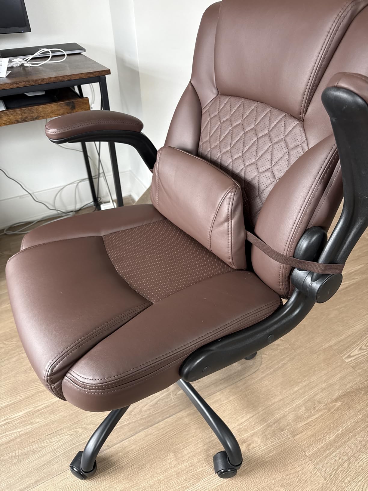 Home Leather Office Chair with Lumbar Support, 5