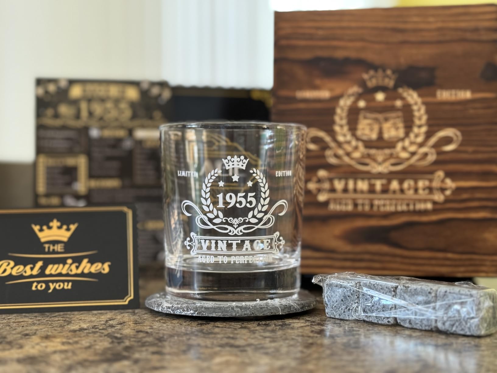 YeohJoy 100th Birthday Gifts for Men,Vintage 1926 Whiskey Glass Set customer photo 2