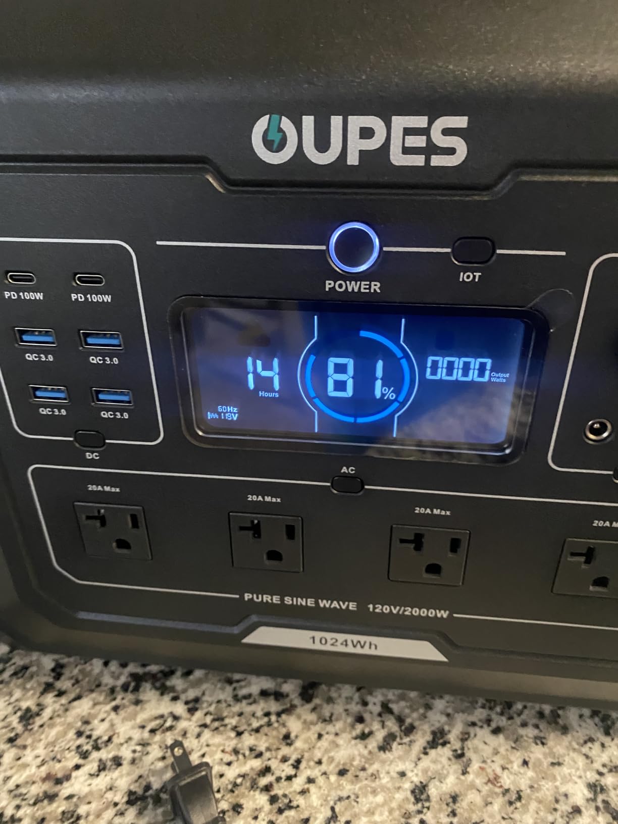 OUPES Mega 1 Solar Generator with 100W Panel Included, 2000W 1024Wh LiFePO4 customer photo 2