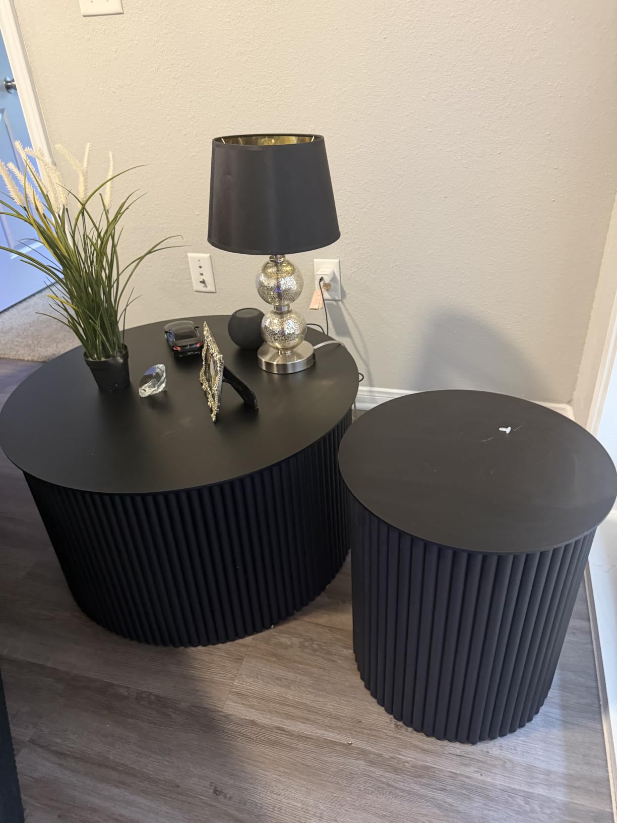 Fluted Round Nesting Coffee Table Set of 2 Circle Center Table Living Room customer photo 1