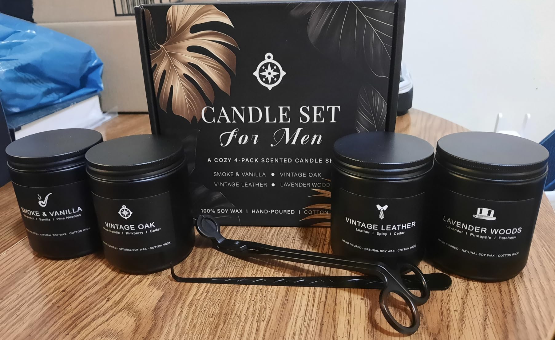 Scentes Candles Set for Men, 4 Pack Mens Masculine Soy Candles, 28oz Total customer photo 2