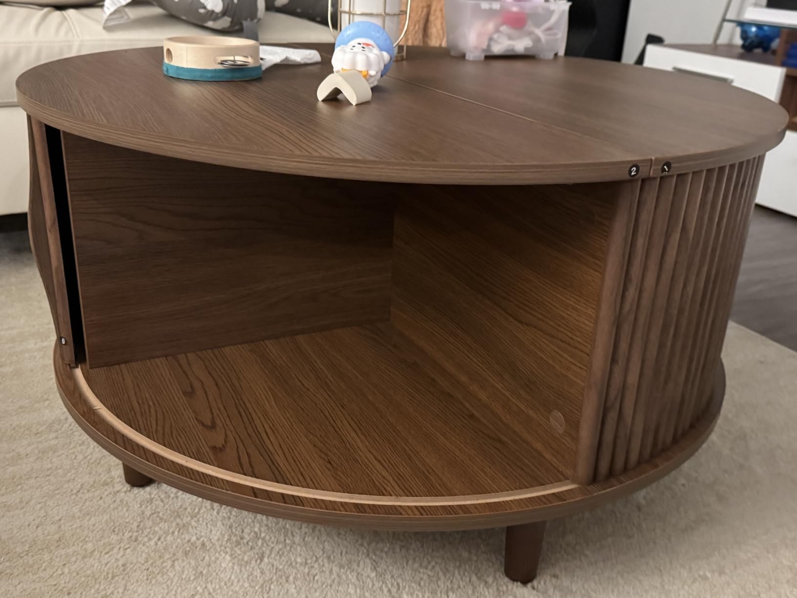 JOINICE Oval Lift Top Coffee Table with Storage for Living Room,43