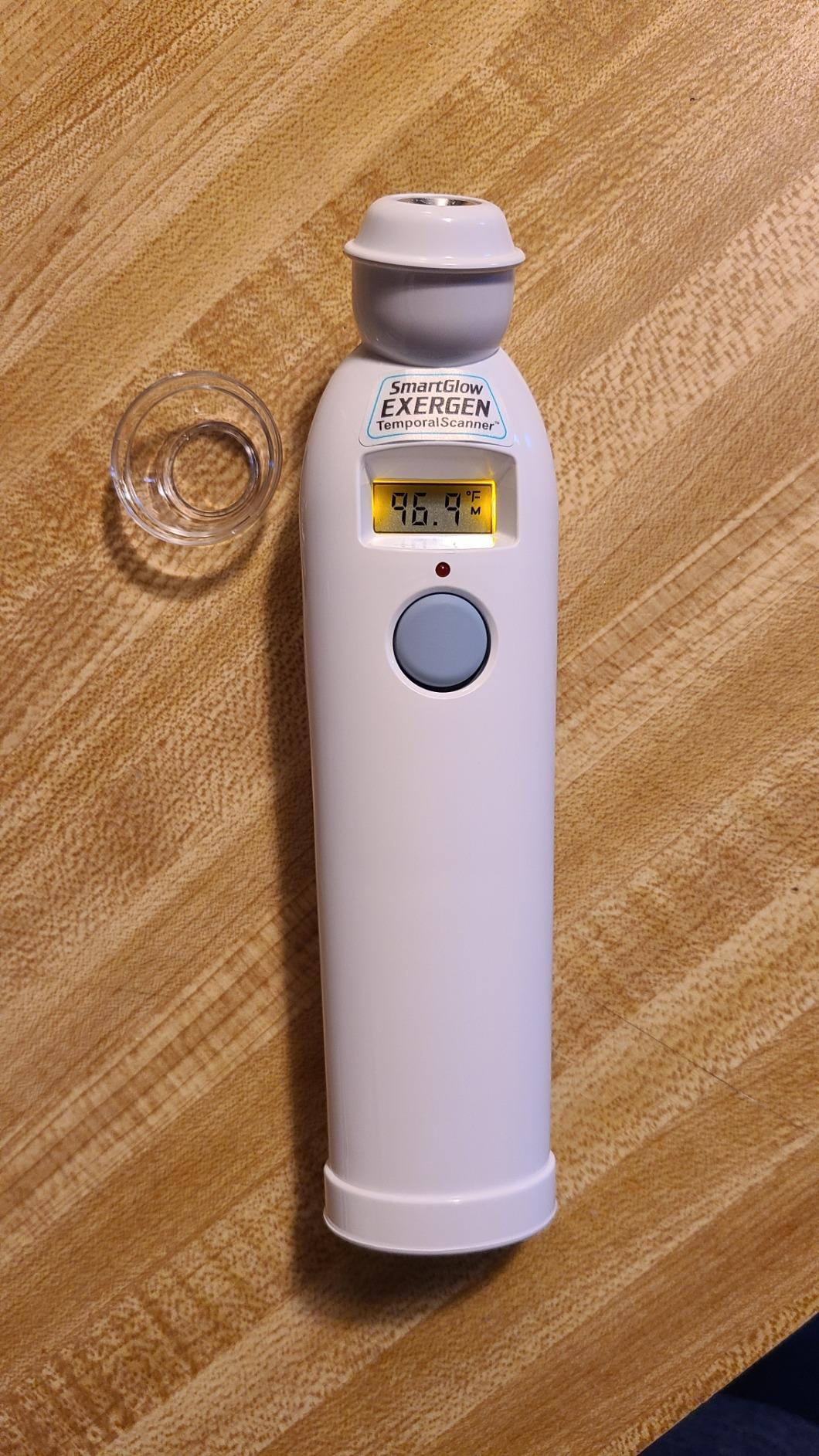 Exergen TAT-2000C+ Thermometer for Adults, Kids, & Newborns, 9V Included | Temporal Artery Thermometer| Medical Grade Thermometer | White, Soft Glow LCD, Silent Mode, 8 Memory Readings customer photo 1