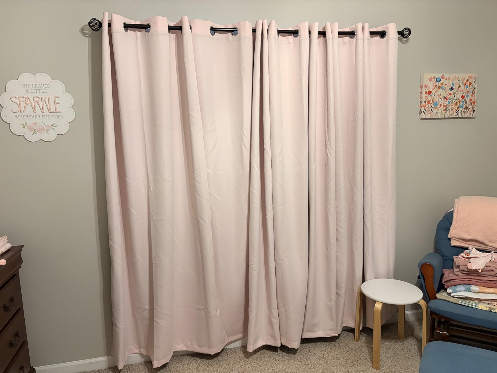 LEMOMO 100% Blackout Curtains 52 x 84 Inches Long Thermal Insulated Baby Pink Curtains with Black Liner Set of 2 Panels for Nursery Room customer photo 2