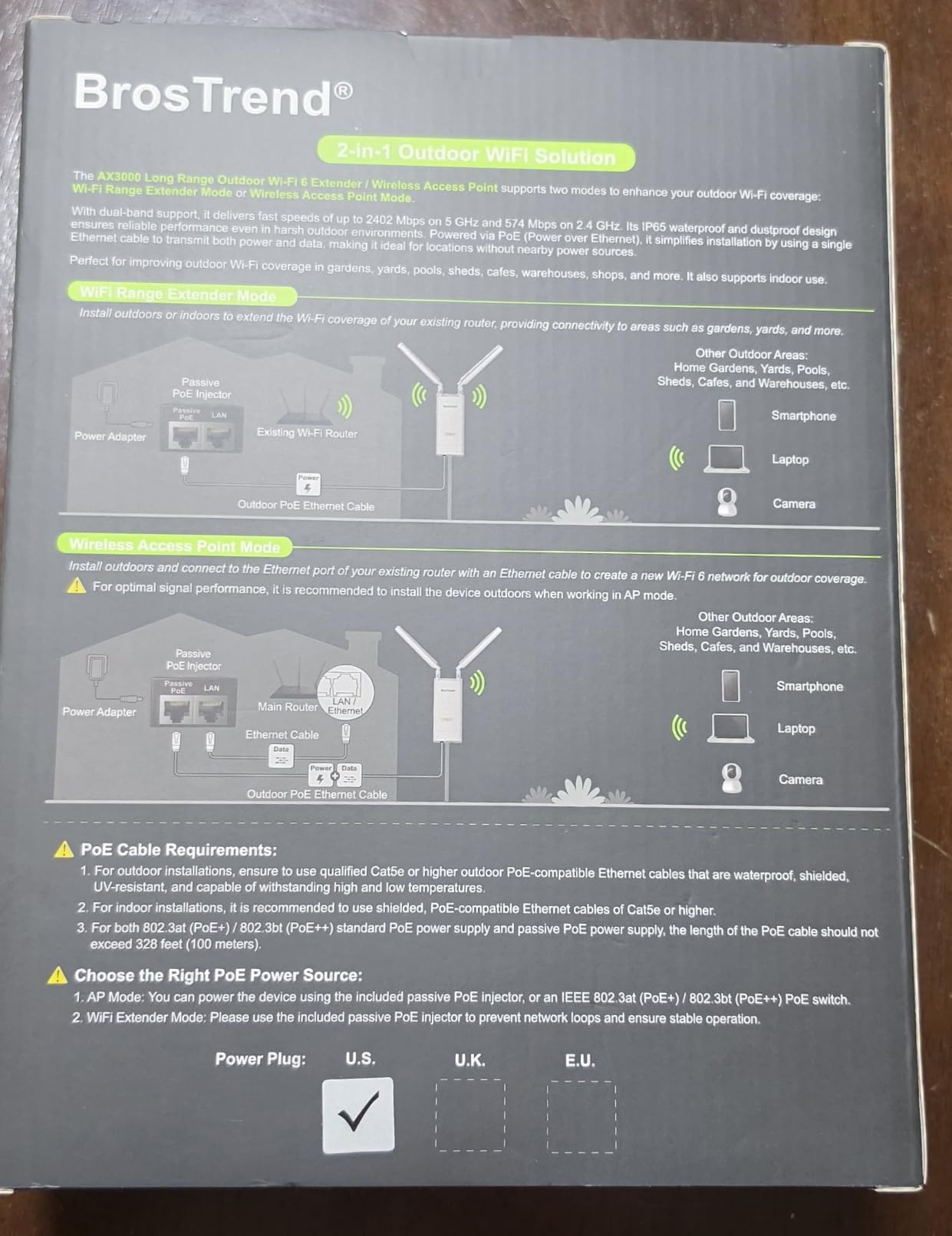 BrosTrend AX3000 Outdoor WiFi Extender Long Range, WiFi 6, Gigabit PoE WPA3 customer photo 2