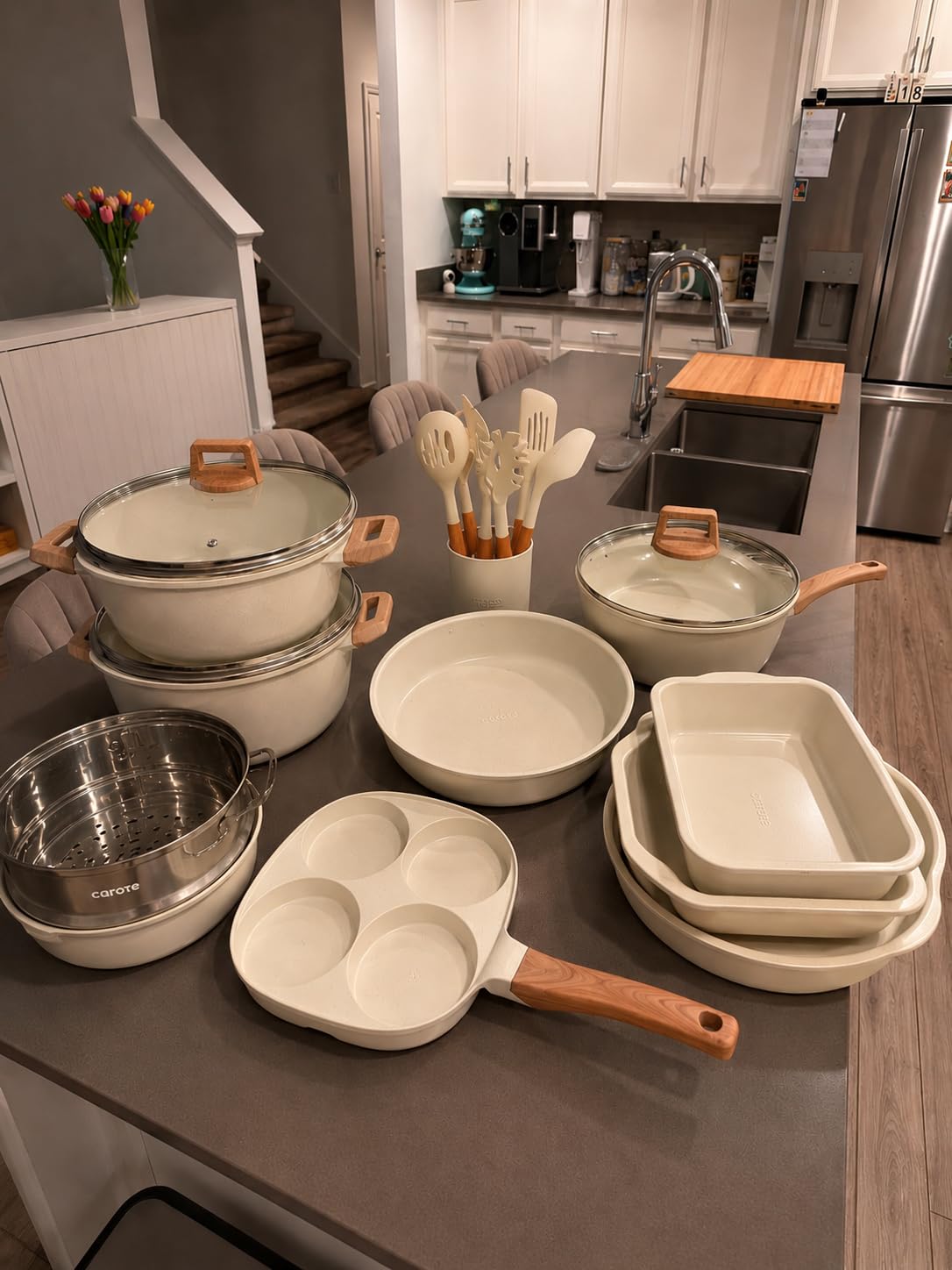 CAROTE 21pcs Ceramic Cookware Sets, Pots and Pans Set customer photo 2
