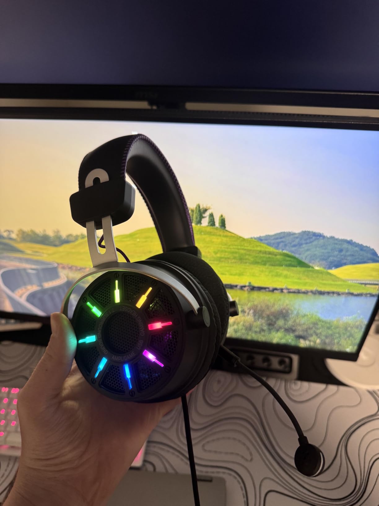 FIFINE Wired USB Gaming Headset with Open Back Design, Breathable Mesh Fabric, 7.1 Surround Sound, Vibrant RGB, in-line Control Box, Over-Ear Headphone with Mic for PC, PS5/PS4, Laptop, Mac - H19BP customer photo 2